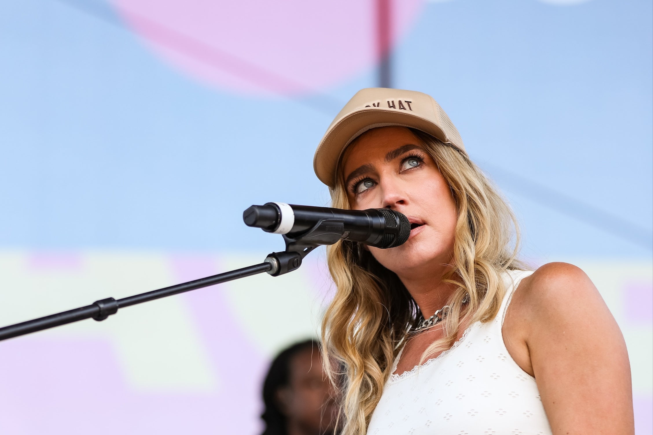 Grammy-nominated singer Ingrid Andress was criticized on social media for her rendition of the national anthem at the Home Run Derby