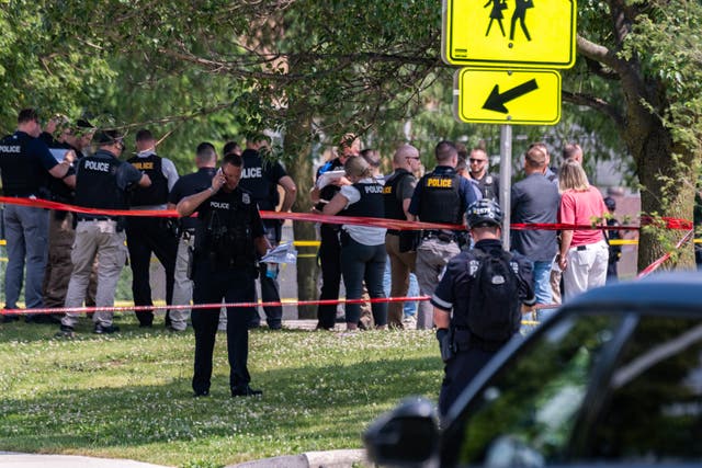 <p>Scores of officers attended the scene near to the RNC in Milwaukee, Wisconsin, after an out-of-town officer fatally shot a man who reportedly was carrying a knife </p>