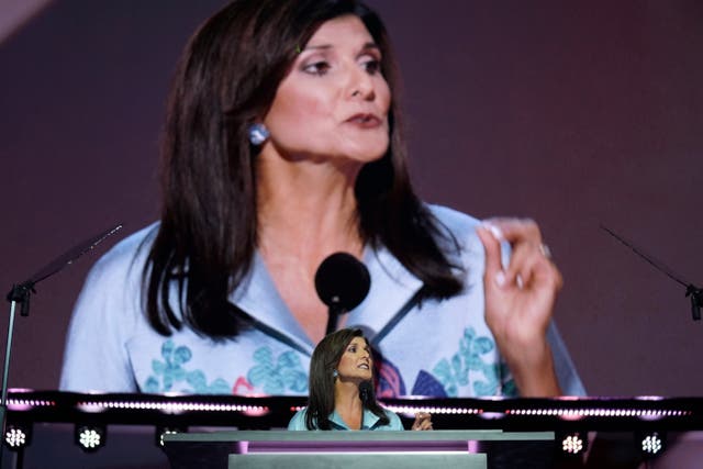 <p>Nikki Haley spoke to the RNC on Tuesday and gave Donald Trump her endorsement despite their differences during the primary season </p>