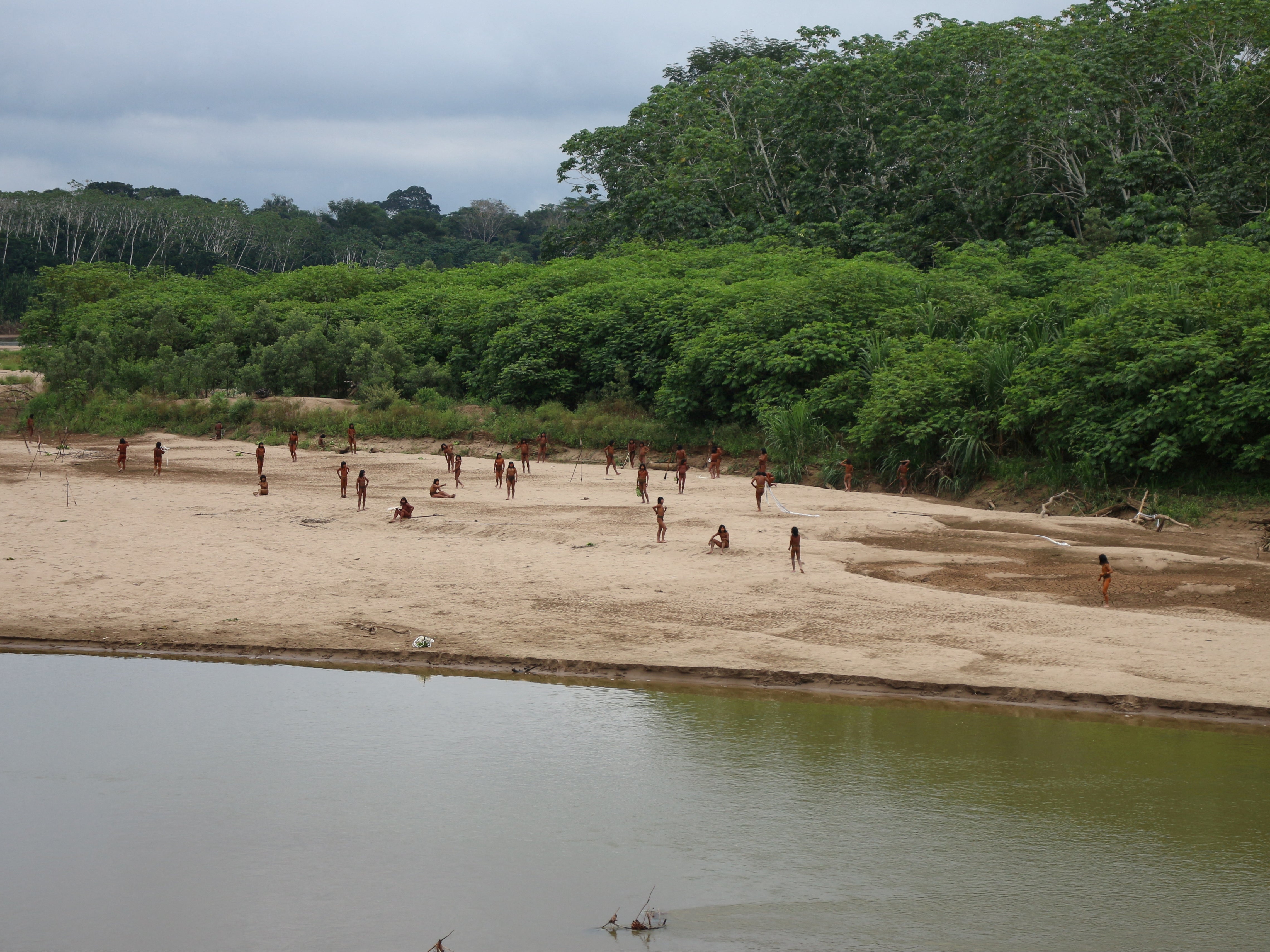 The Mashco Piro have been seen coming out of the rainforest more frequently in search of food and moving away from the growing presence of loggers, in Monte Salvado, in the Madre de Dios province, Peru