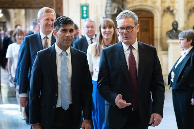 <p>Prime Minister Sir Keir Starmer and leader of the Opposition Rishi Sunak ahead of the King’s Speech (Stefan Rousseau/PA)</p>