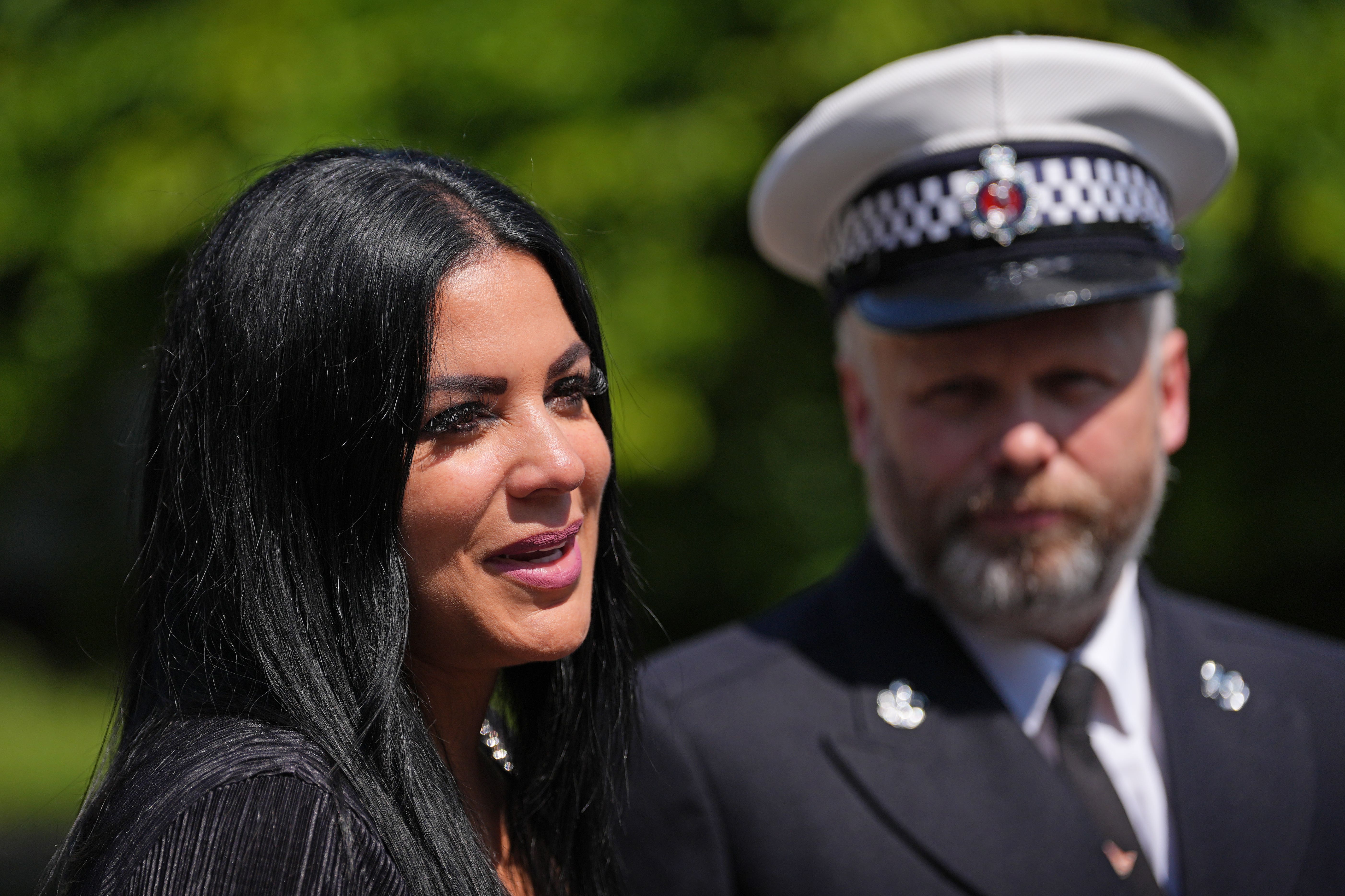 Laura Brown talks to reporters after the sentencing of Stewart Powell (Gareth Fuller/PA)