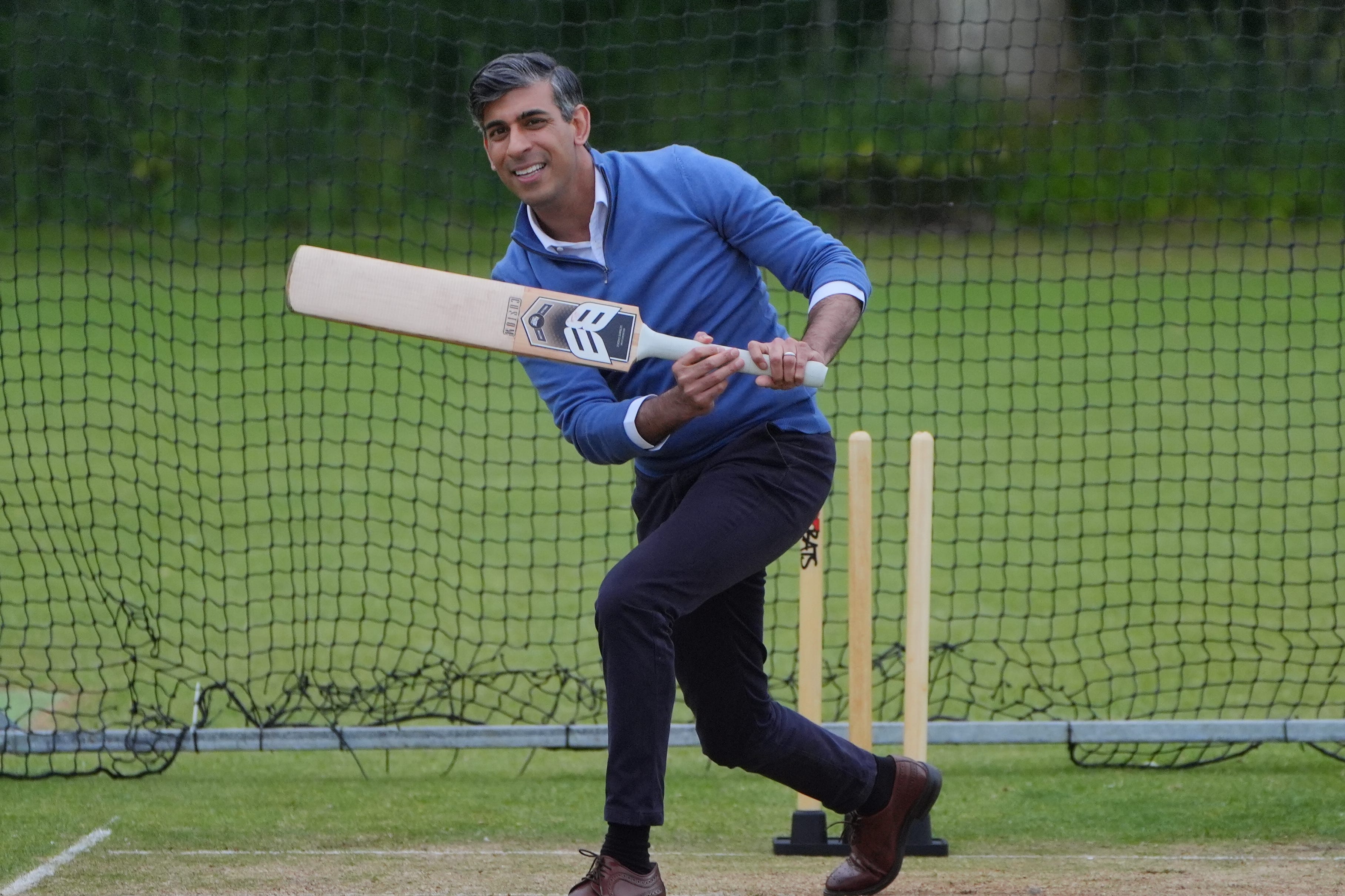 Rishi Sunak during a visit to Nuneaton Cricket Club (Jonathan Brady/PA)