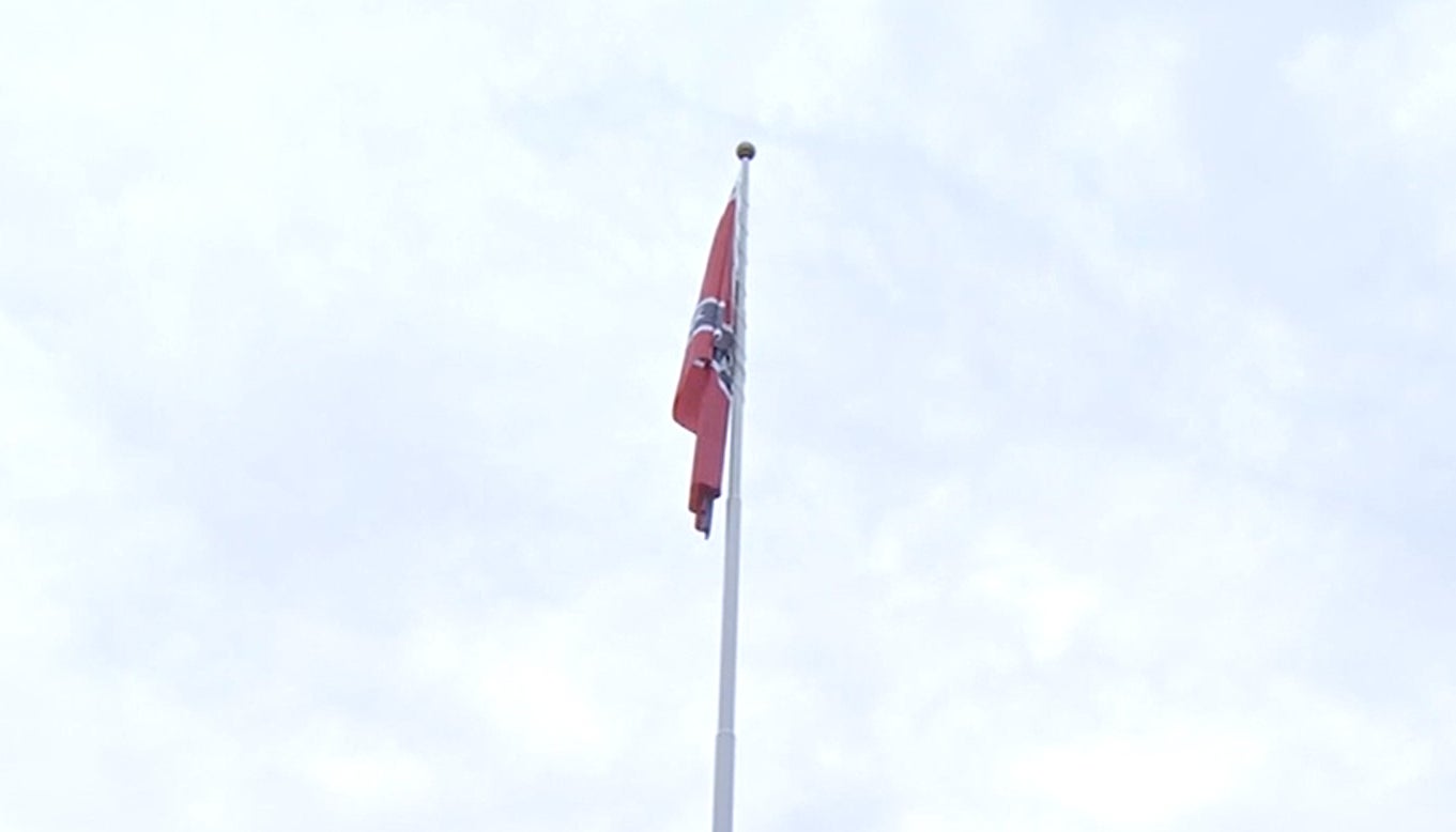 Confederate flag flying over the interstate in South Carolina