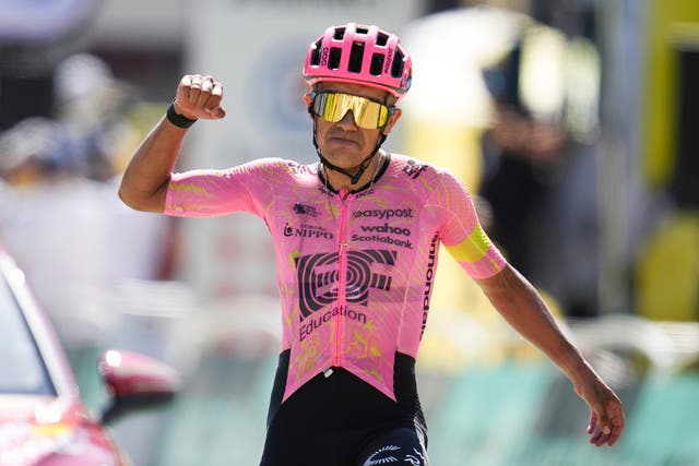 Richard Carapaz became the first Ecuadorian winner of a Tour de France stage on Wednesday (Daniel Cole/AP)