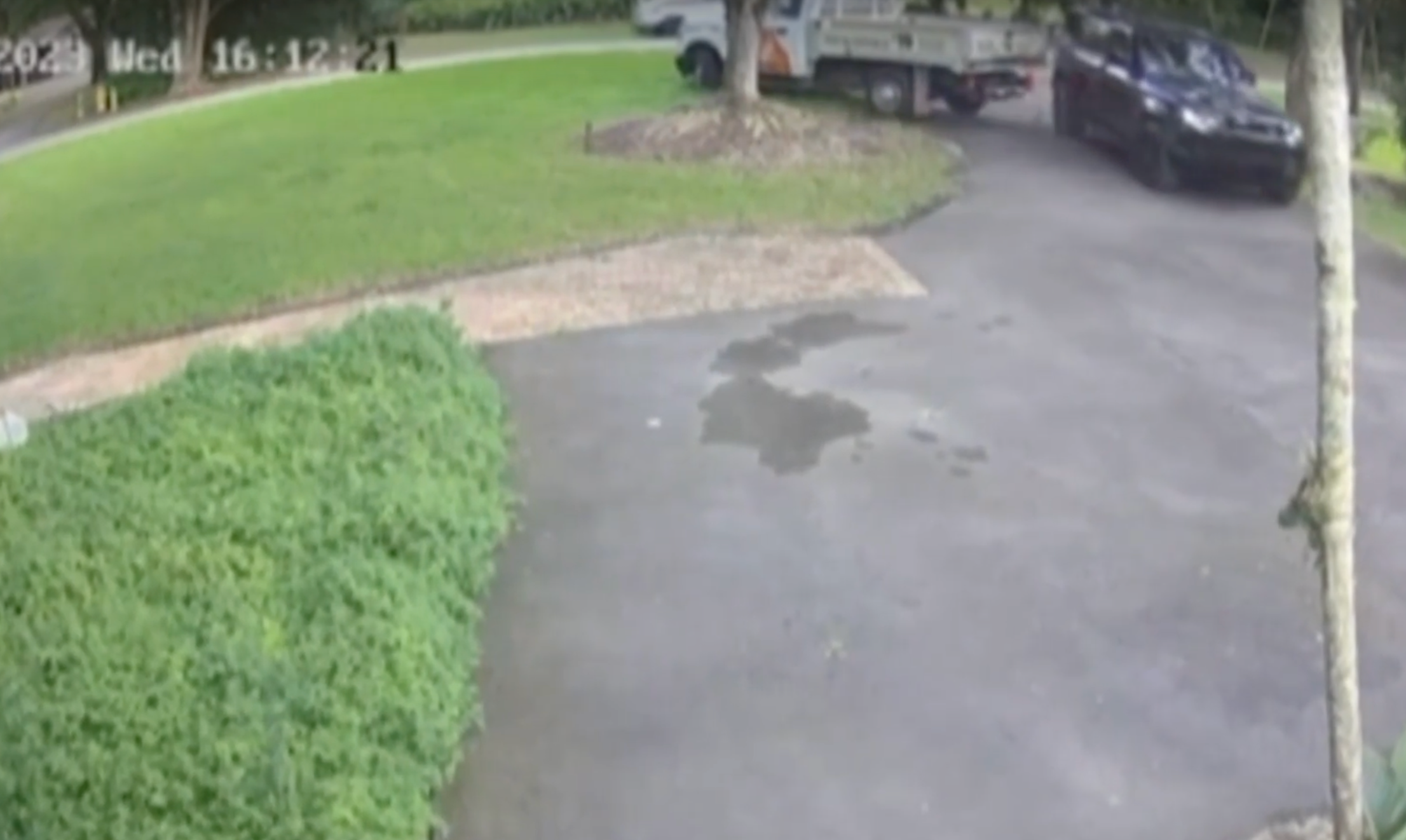 Video shows Tatiana pulling into her driveway as a rented Home Depot truck rams into the passenger side of her vehicle before speeding away in August 2023