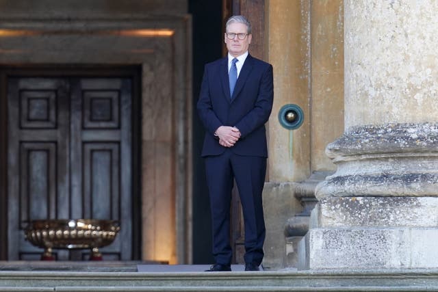 <p>Sir Keir Starmer awaiting his European guests at Blenheim Palace </p>