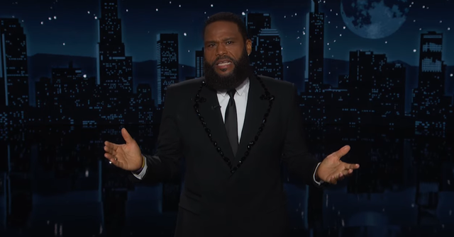 <p>Anthony Anderson, guest host on <em>Jimmy Kimmel Live </em>quips about the rap music video about Trump aired at the RNC </p>