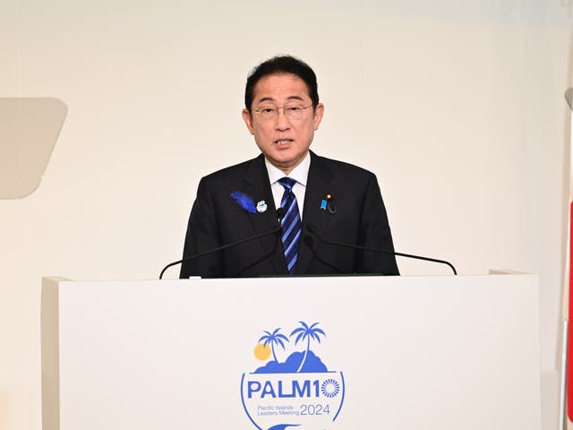 <p>Fumio Kishida, prime minister of Japan speaks during the joint press conference of the 10th Pacific Islands Leaders Meeting (PALM10) on 18 July 2024 in Tokyo, Japan </p>