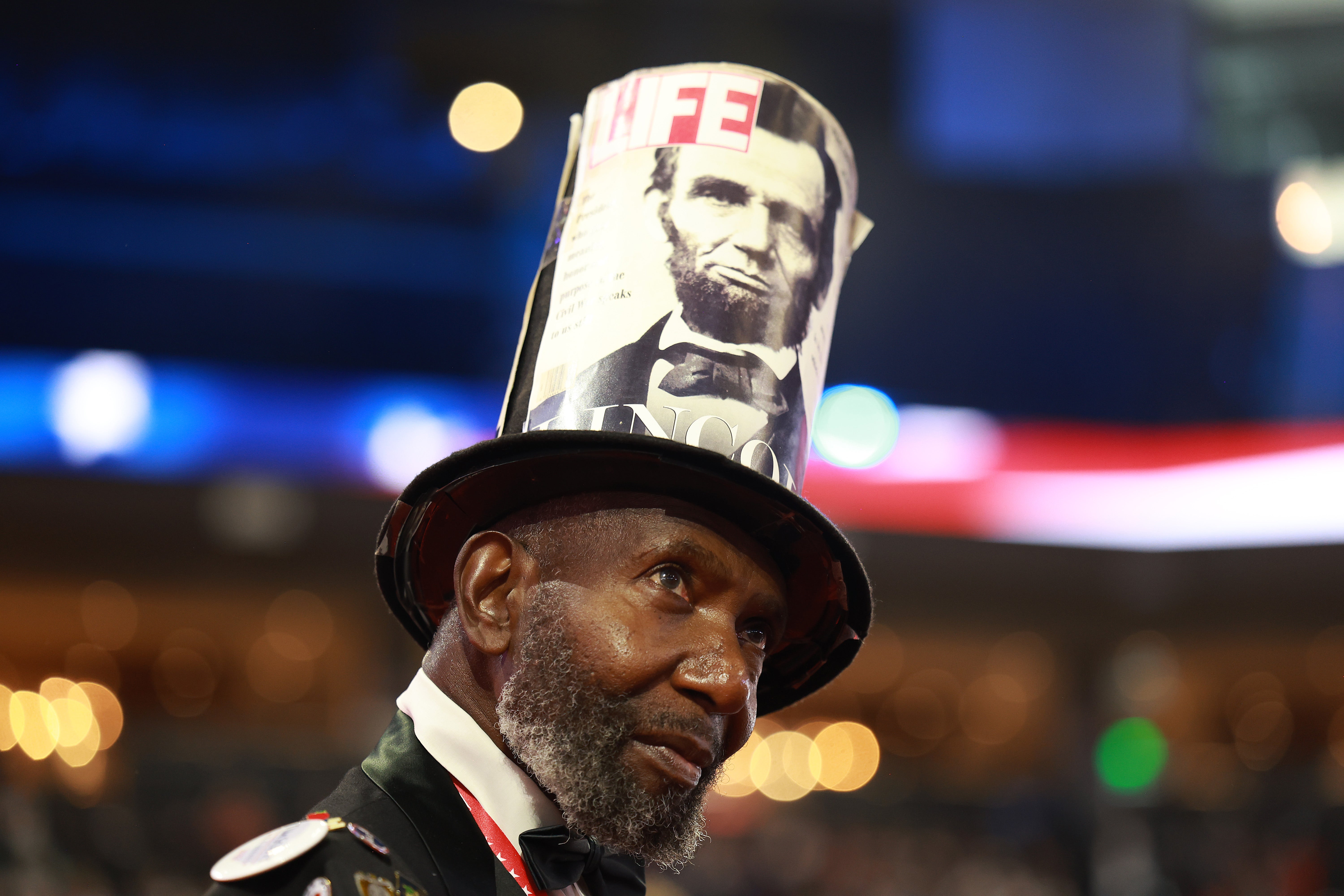 Alvin Porter Jr from Columbia, South Carolina was sporting a stovepipe hat with an image of President Abraham Lincoln, the first Republican president