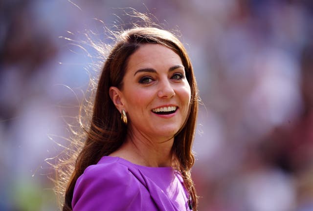 <p>The Princess of Wales during the trophy presentation for the Gentlemen’s Singles at Wimbledon last weekend (Mike Egerton/PA)</p>