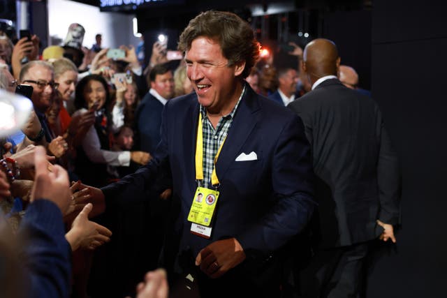 <p>Right-wing media personality Tucker Carlson was spotted at Fox News’s green room at the RNC convention </p>