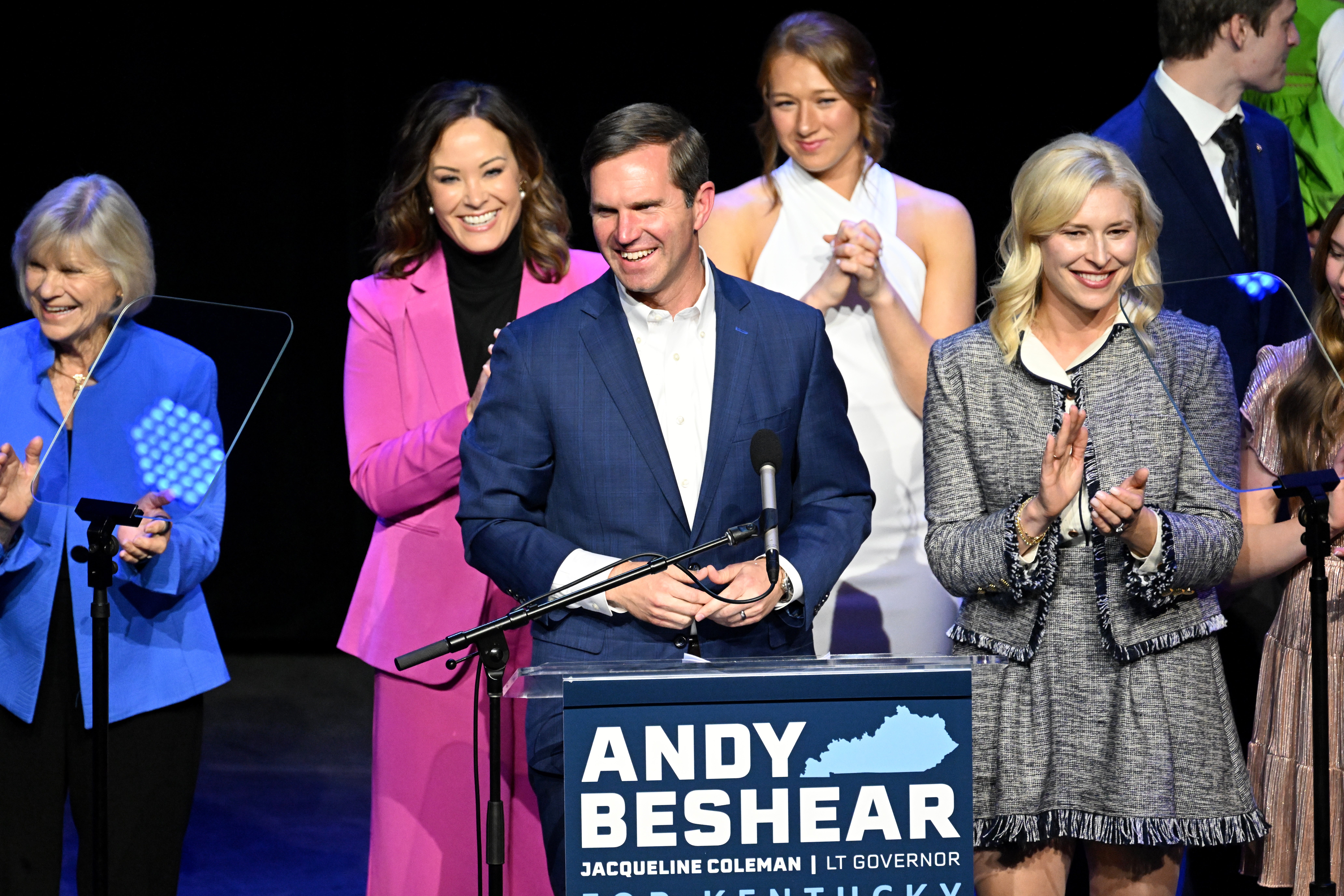 Kentucky Governor Andy Beshear at his reelection victory party in 2023. He is one of the governors helping to lead Democrats' efforts to slow the Trump agenda and look to 2028