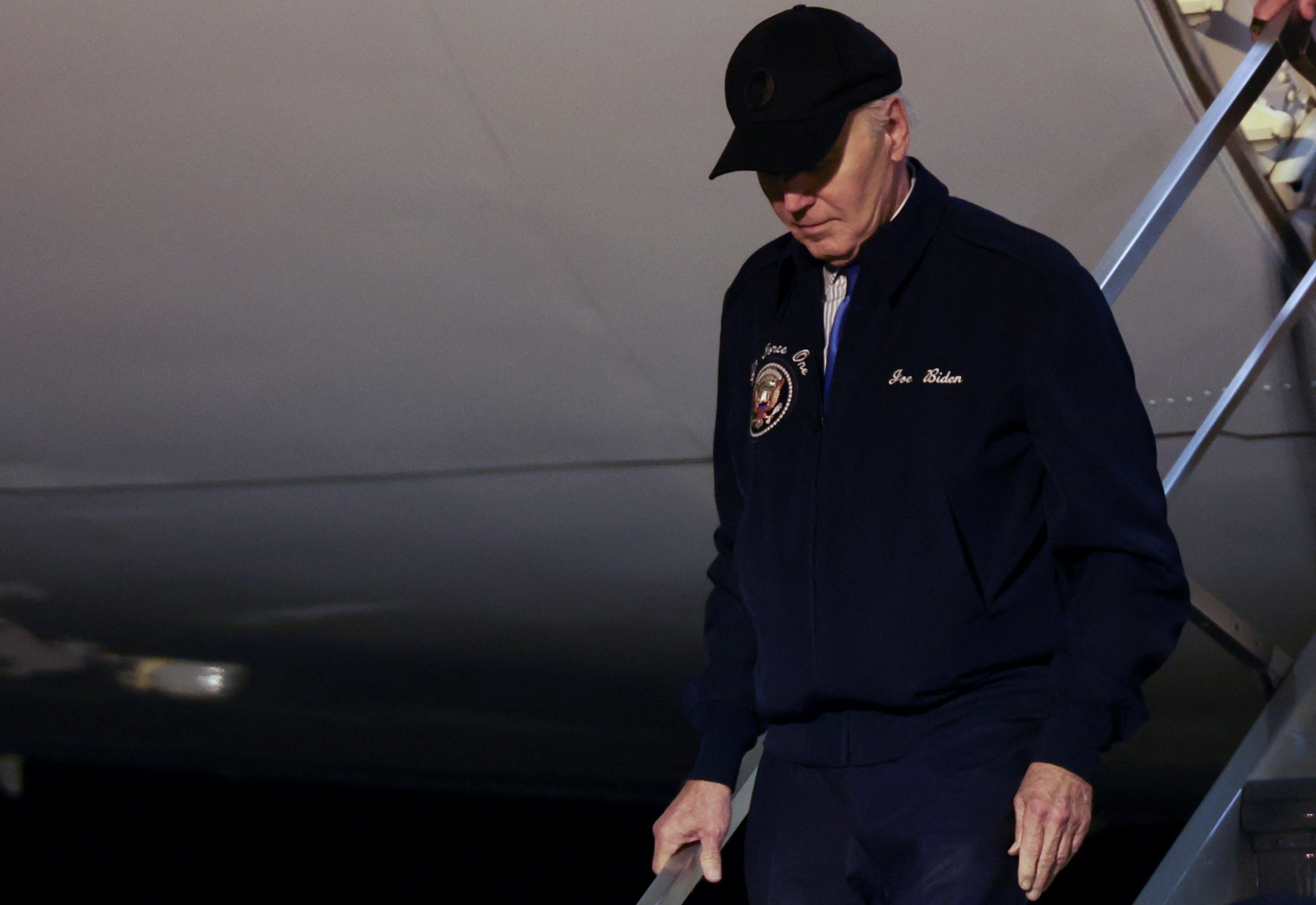 Joe Biden deboards Air Force One after arriving in Delaware on July 17. He is under increasing pressure from his own party members to drop out of the 2024 race