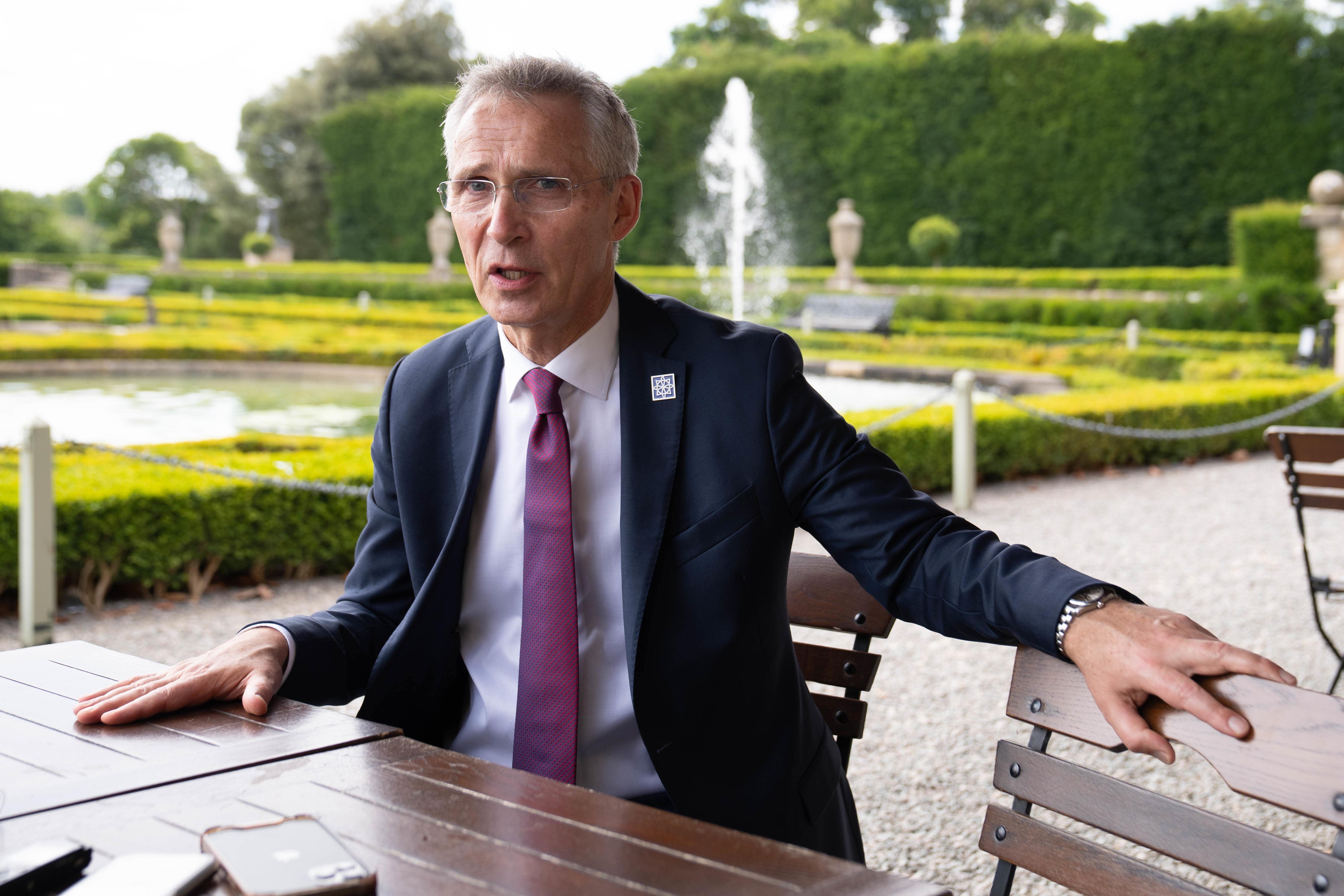 Nato Secretary General Jens Stoltenberg speaking to the media during the European Political Community summit (Stefan Rousseau/PA)