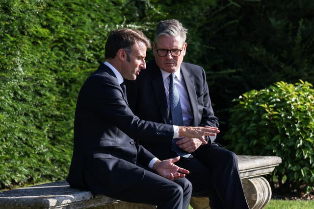 Prime Minister Sir Keir Starmer (right) and President of France Emmanuel Macron at the EPC summit (Hollie Adams/PA)