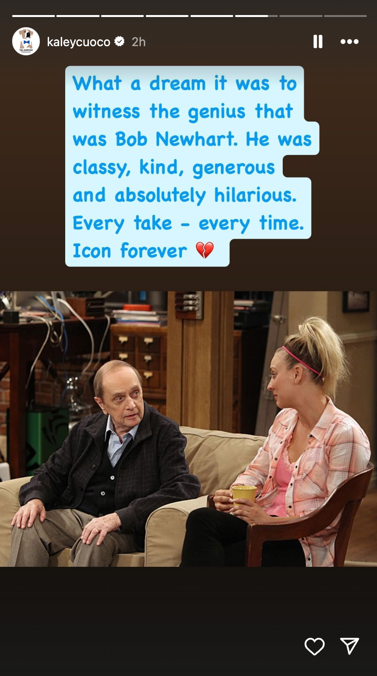 ‘The Big Bang Theory’ actor Kaley Cuoco was among the stars to pay tribute to Newhart
