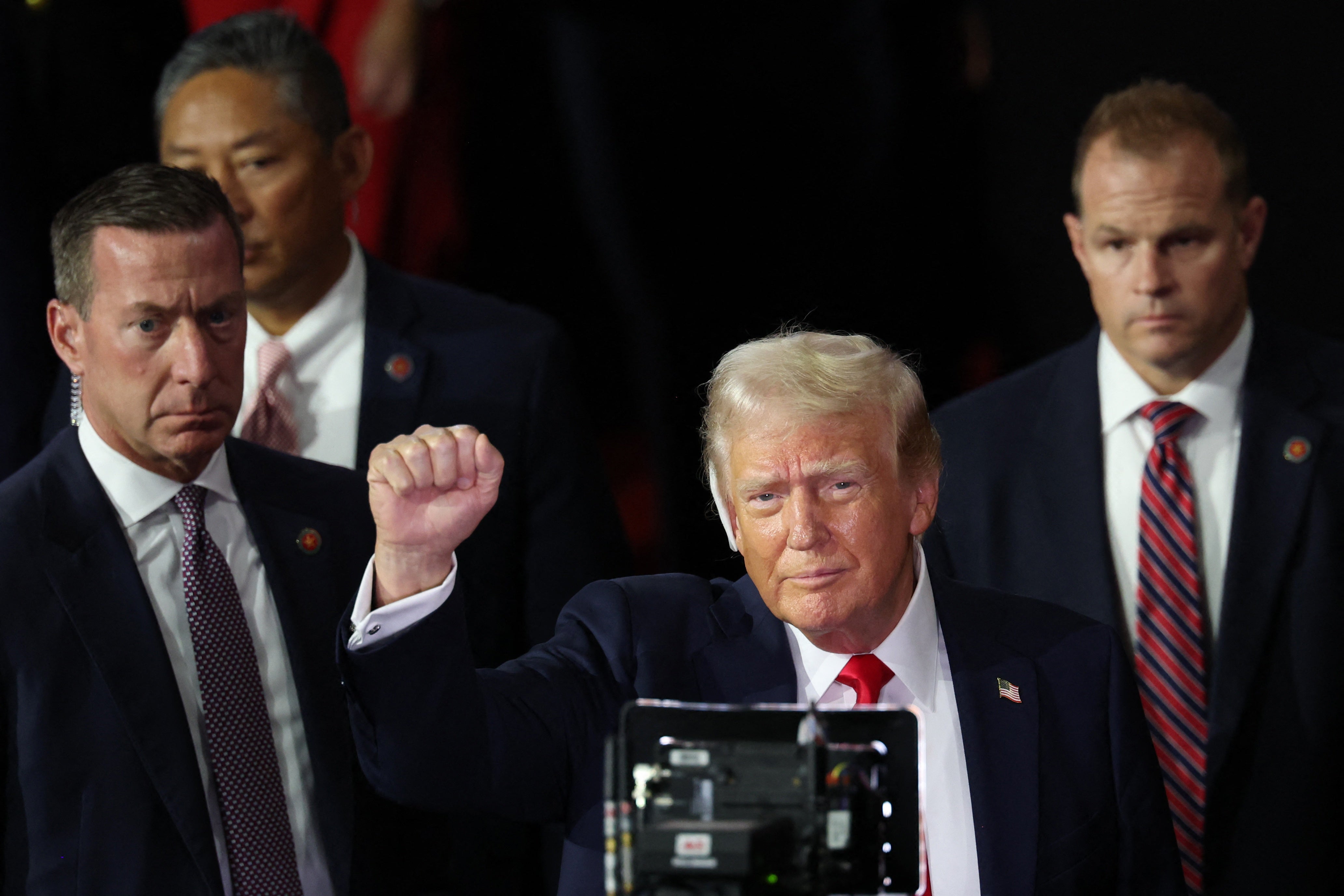 Donald Trump arrives on night four of the Republican National Convention