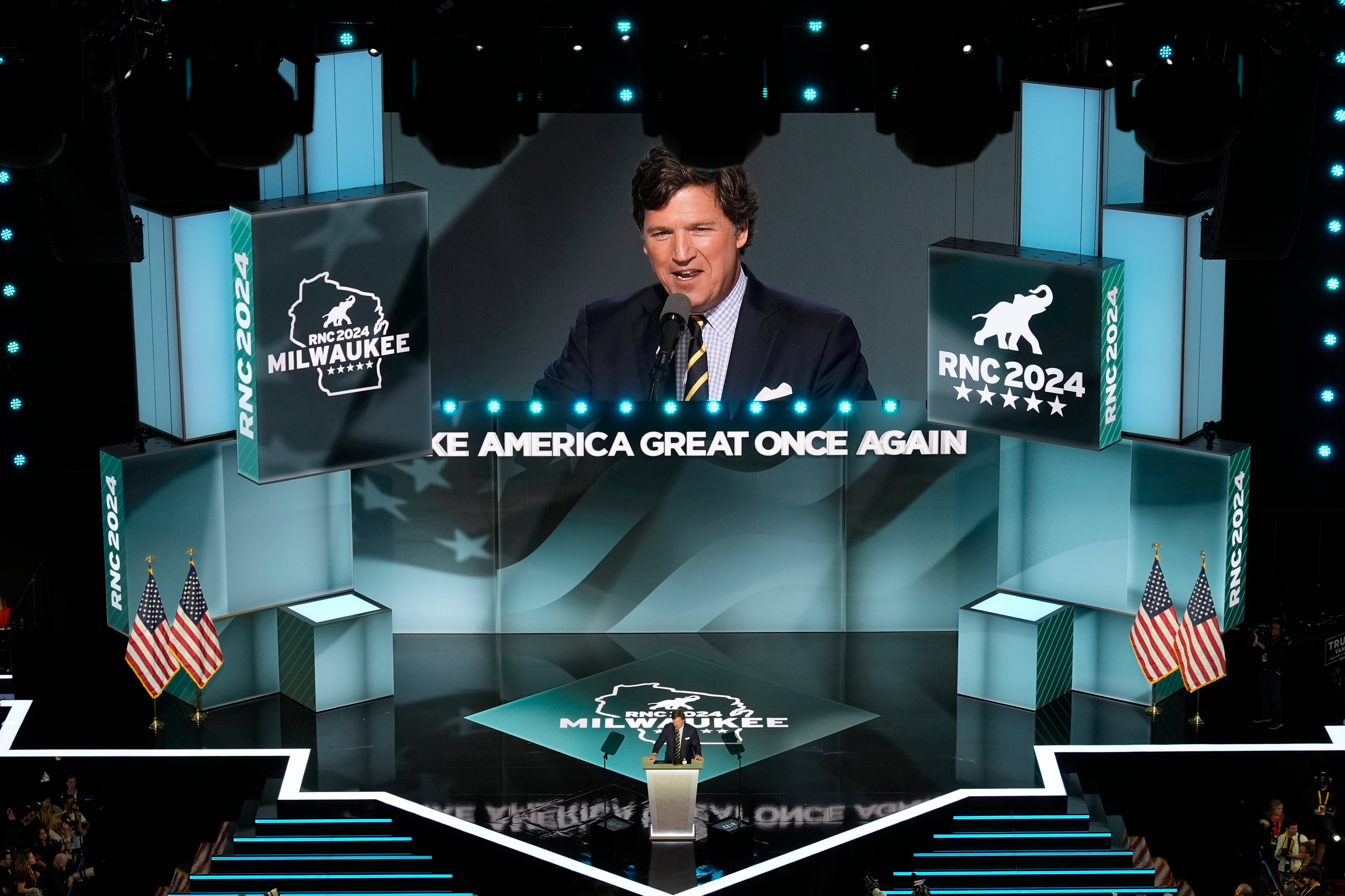 Tucker Carlson speaks at the Republican National Convention