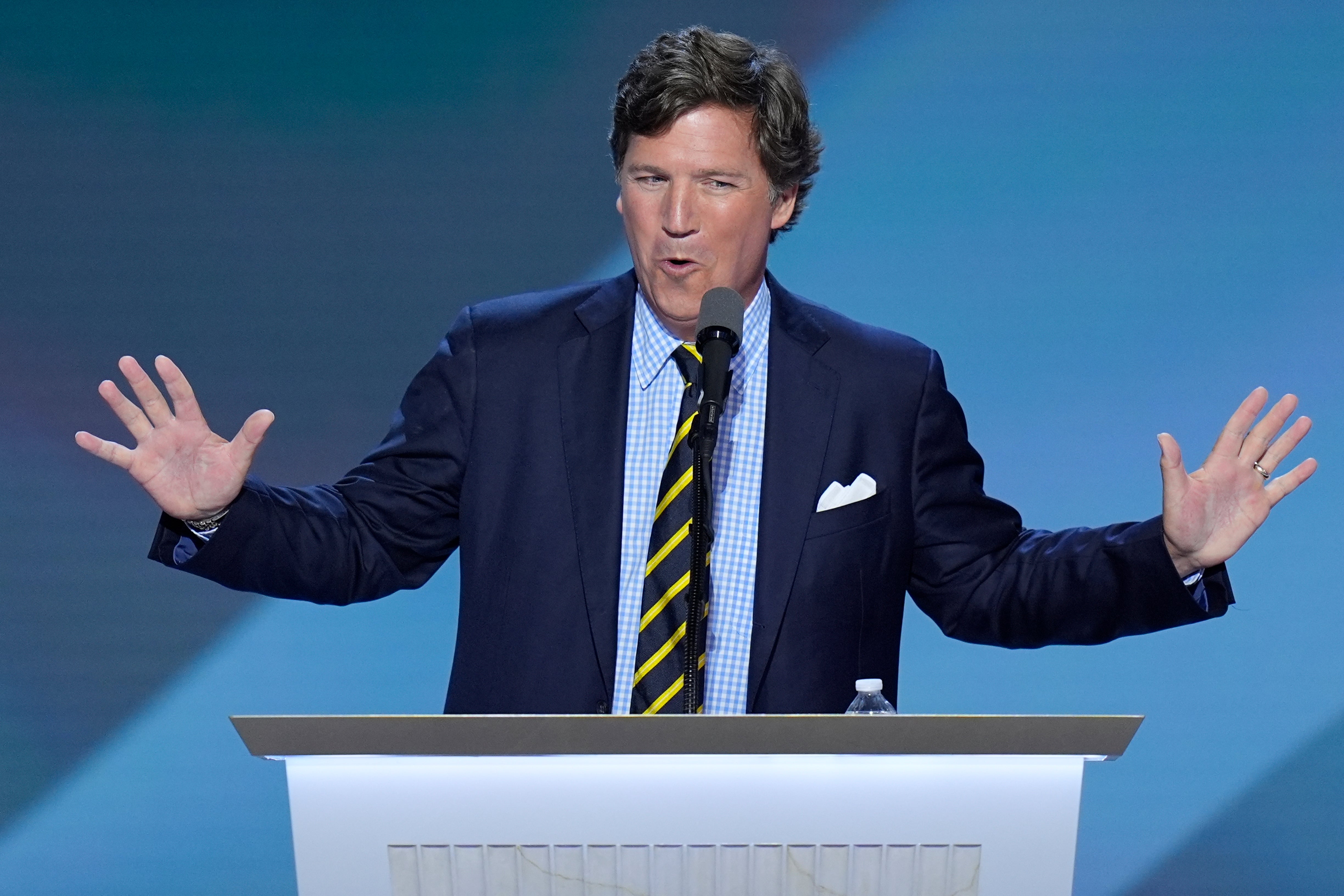 Tucker Carlson, former Fox News host, gave a freewheeling address on the final day of the Republican National Convention in Milwaukee, Wisconsin