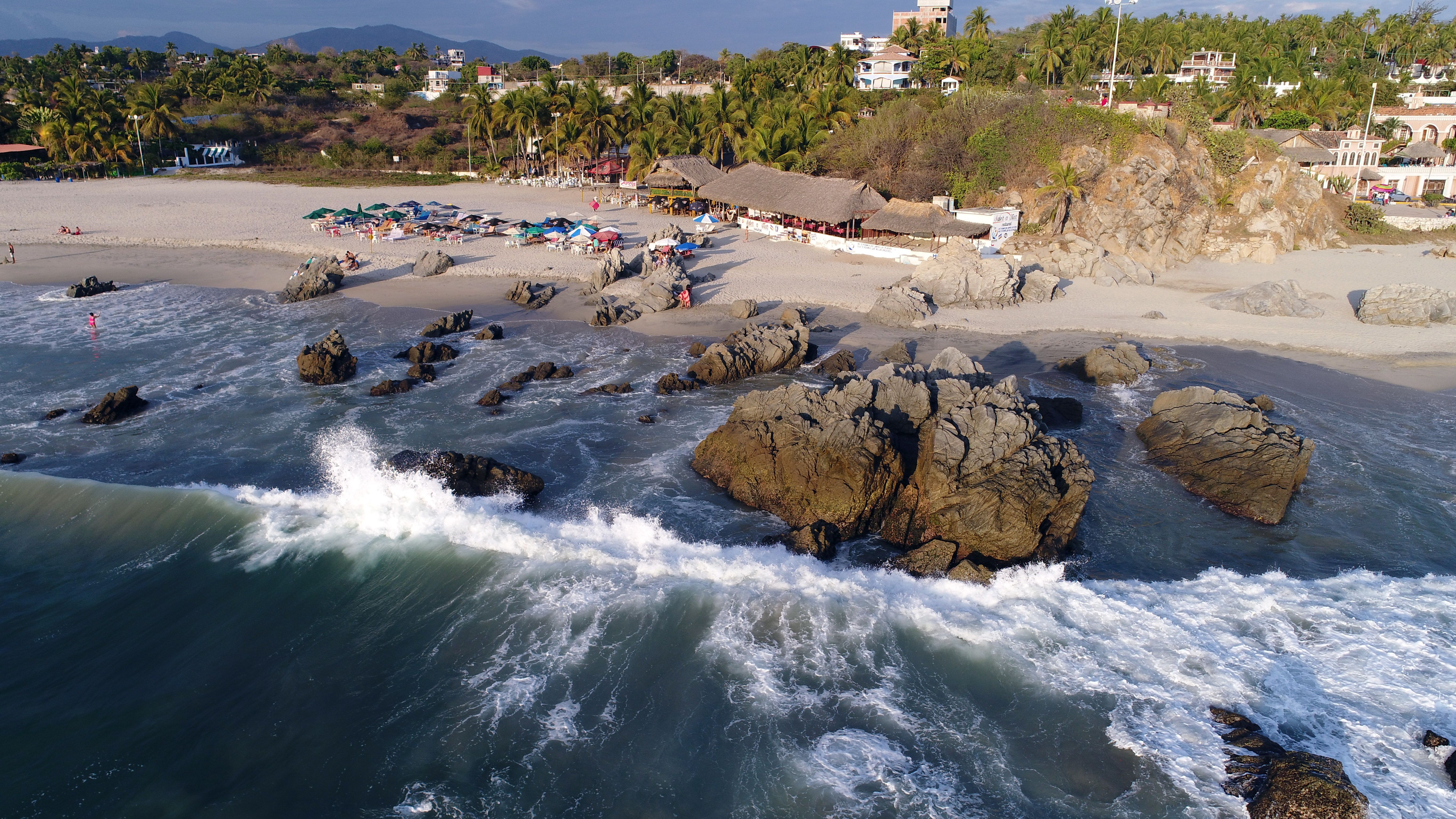 An aerial view of tourist resort Puerto Escondido in Oaxaca State, Mexico