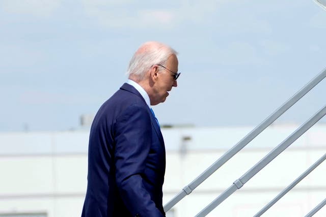 <p>Joe Biden boards Air Force One in Las Vegas on July 17 after being diagnosed with COVID-19</p>