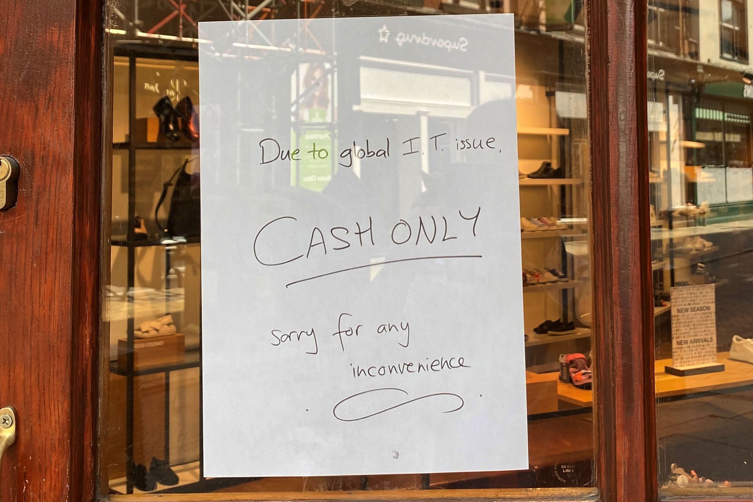 Shops reported not being able to take card payments amid the IT outage (Richard Woodward/PA)