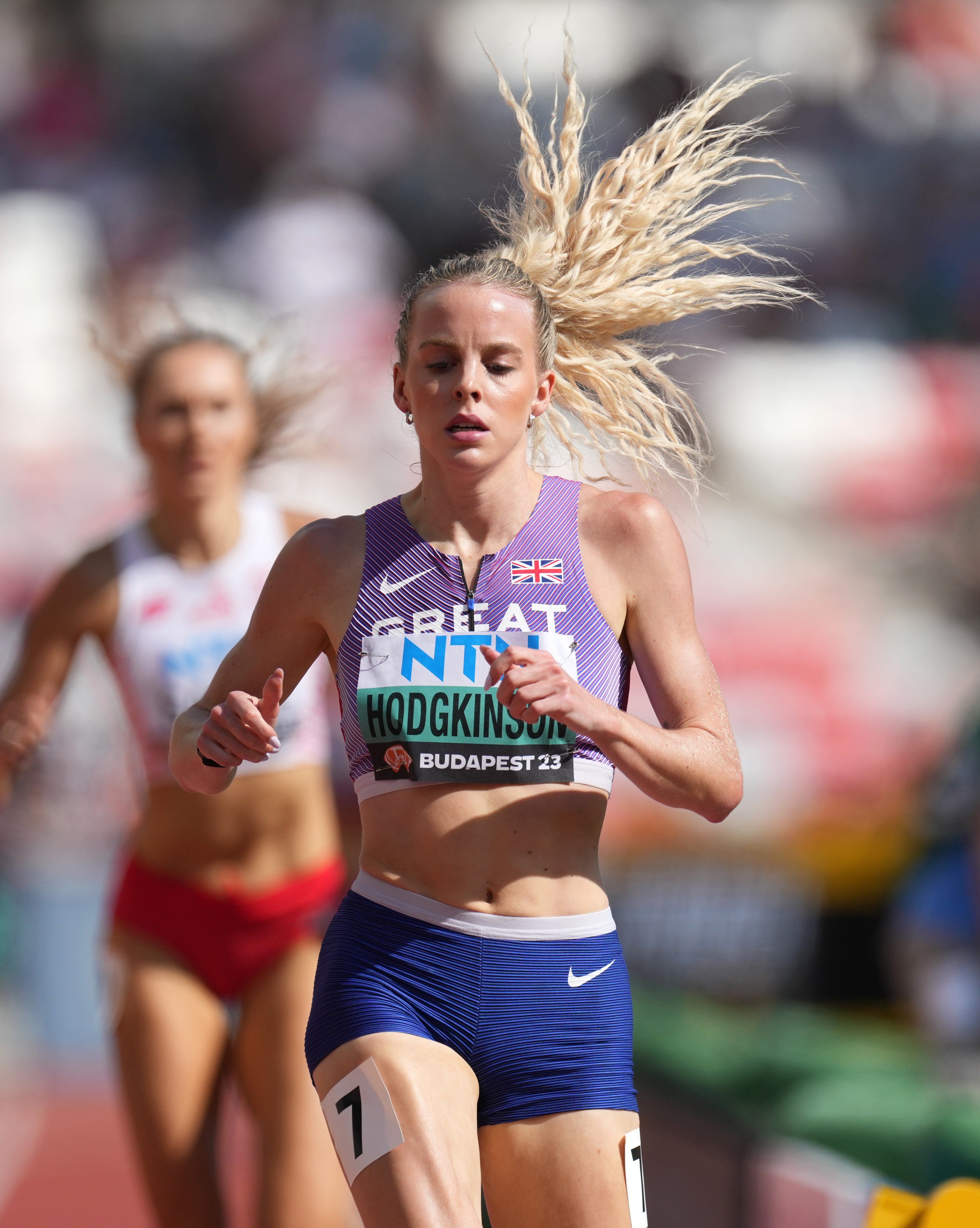 Keely Hodgkinson during the women's 800m heats at the 2023 World Athletics Championships at the National Athletics Centre, Budapest, Hungary (Martin Rickett/PA)