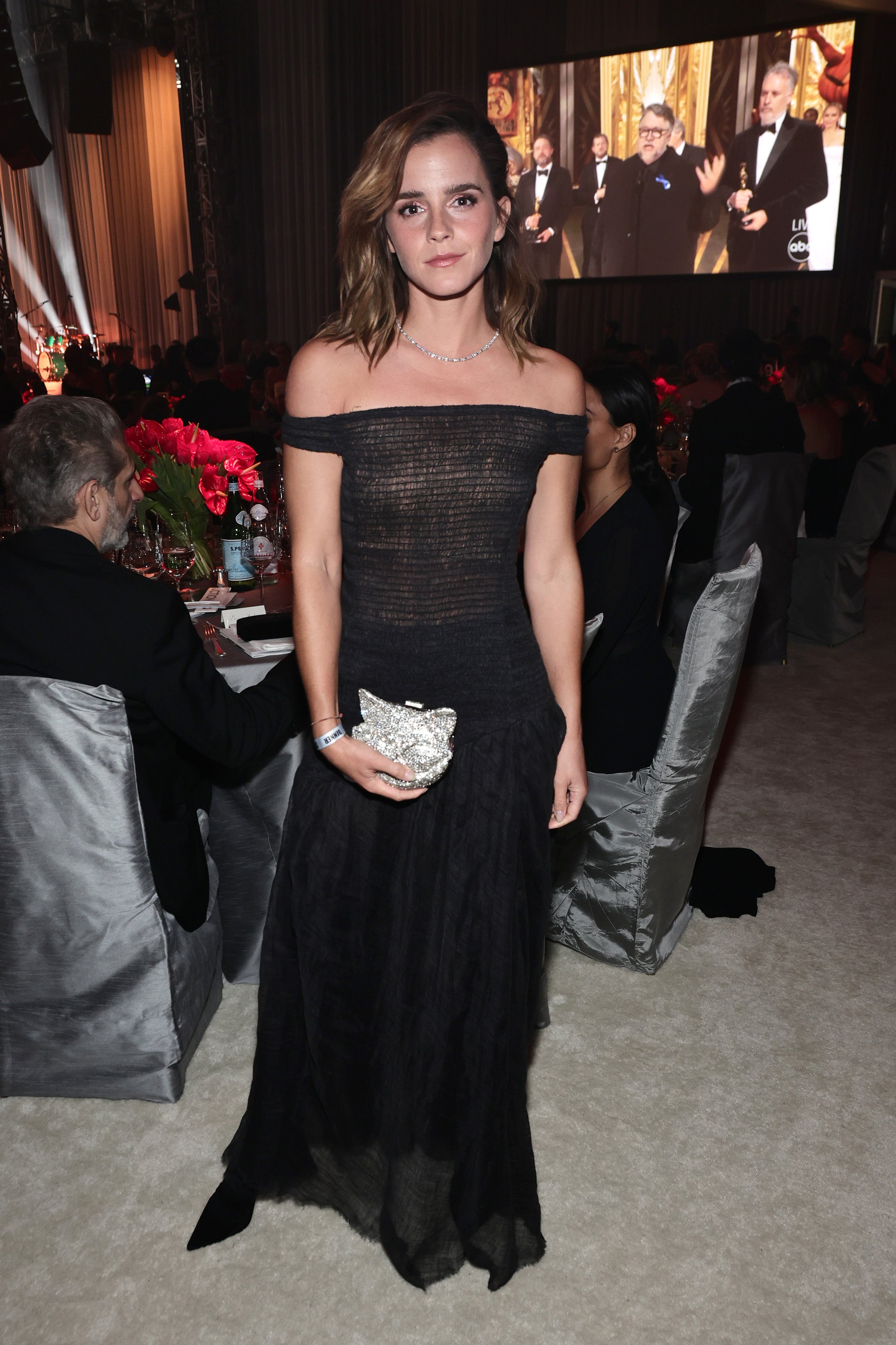 Emma Watson attends the Elton John AIDS Foundation's 31st Annual Academy Awards Viewing Party