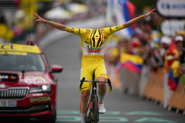 <p>Tadej Pogacar all but secured a third Tour de France yellow jersey </p>