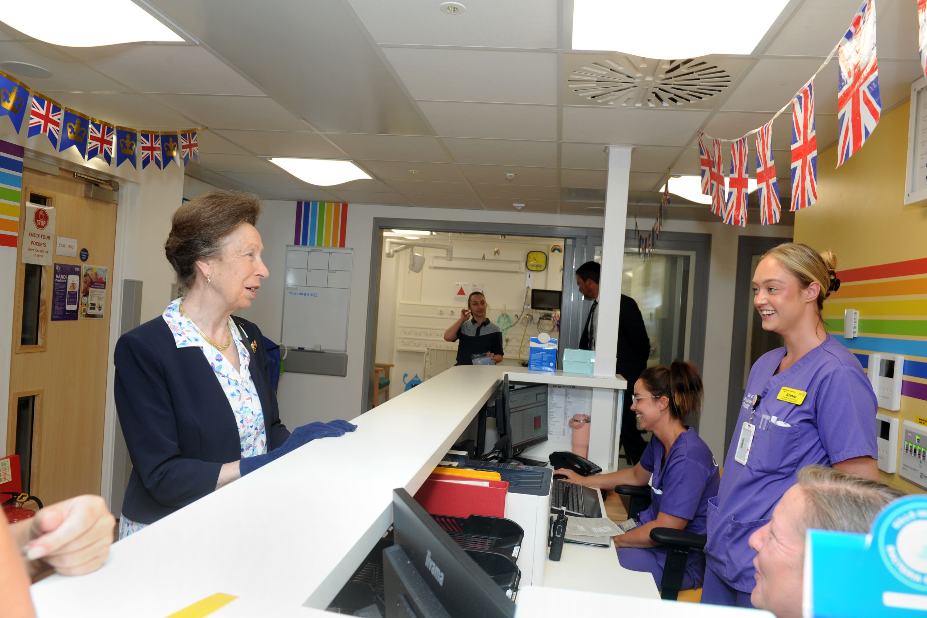 The Princess Royal meeting staff during a visit to Worcestershire Royal Hospital’s Emergency Department (Worcestershire Acute Hospitals NHS Trust/PA)