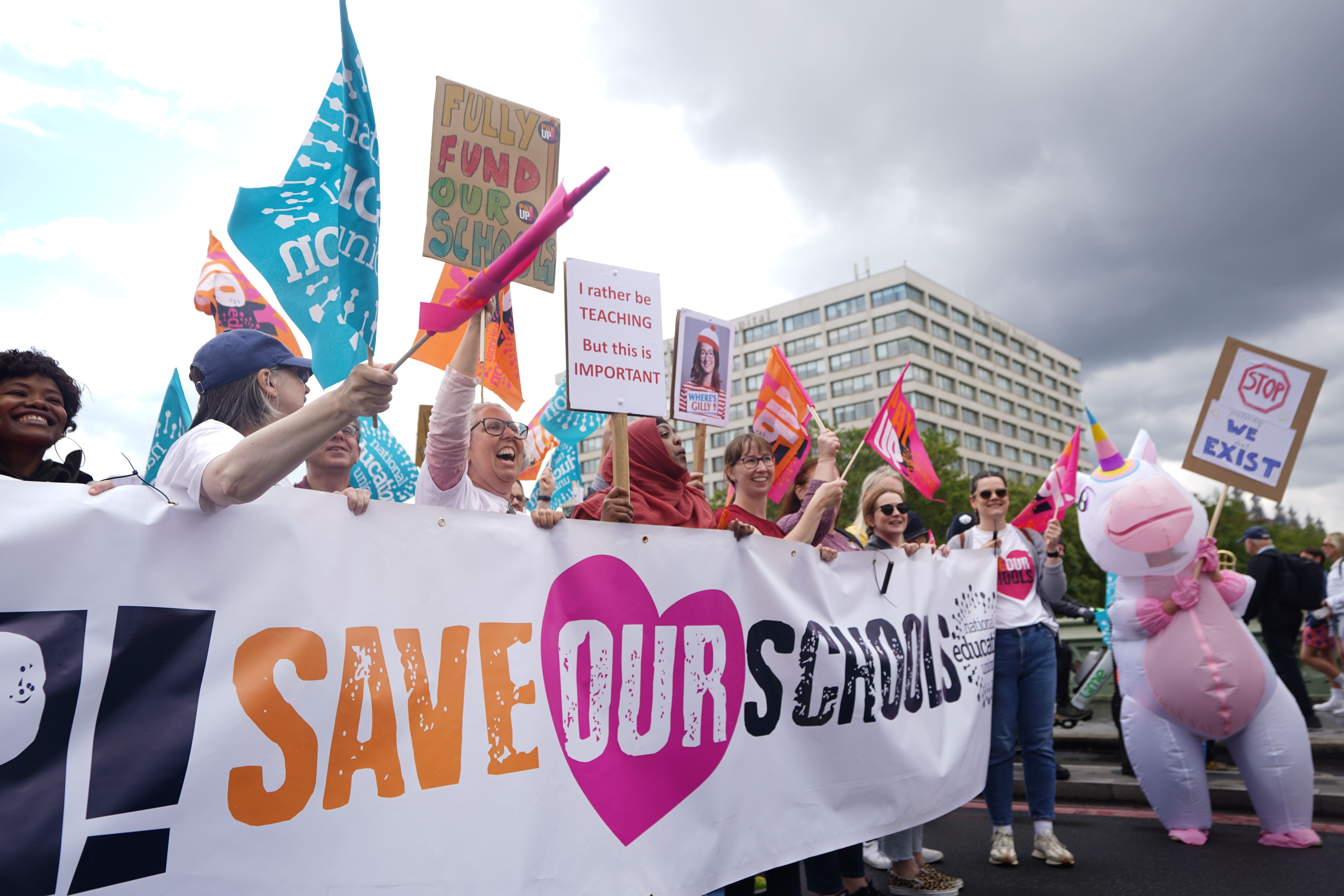 Failing to implement the recommendations of pay review bodies would make more strikes ‘almost inevitable’, the head of the National Education Union said (James Manning/PA)