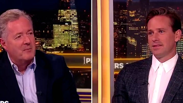 <p>Piers Morgan asks Armie Hammer if he has ever eaten human flesh.</p>