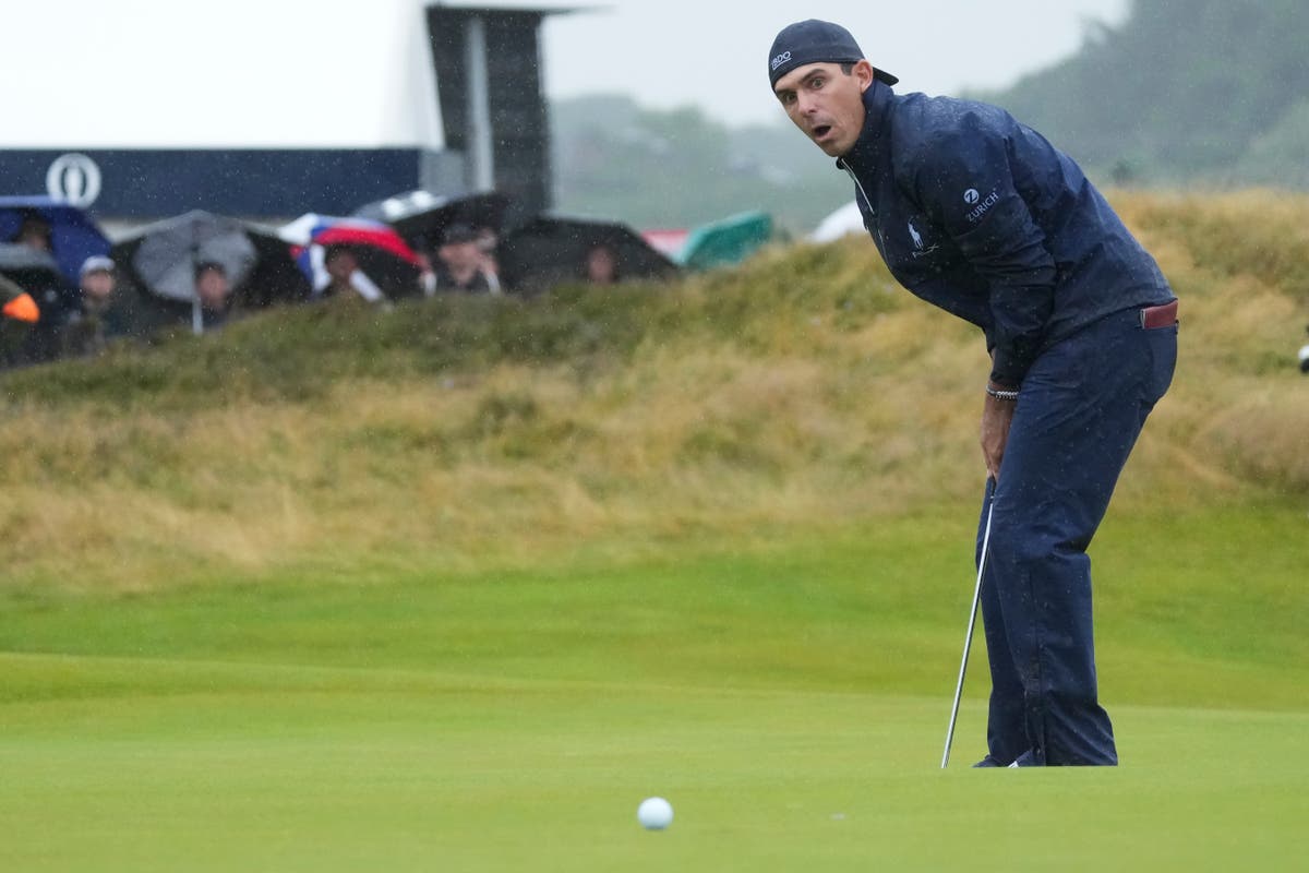 Horschel leads British Open on wild day of rain and big numbers at Royal Troon