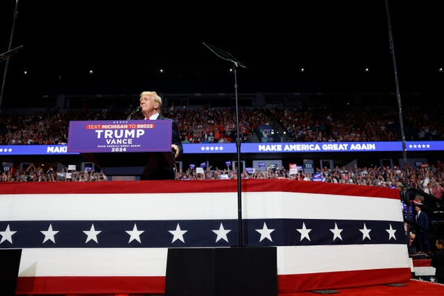 <p>Donald Trump speaks at his first rally since the assassination attempt against him. At the rally, Trump claimed he does not know anything about Project 2025</p>