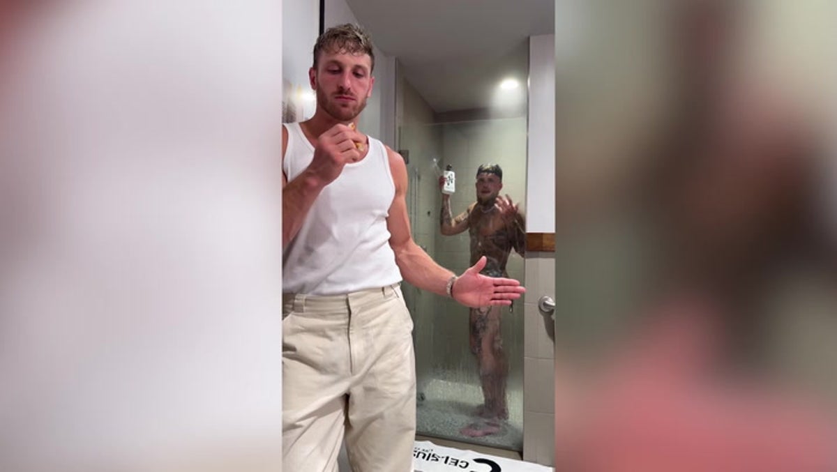 Jake Paul celebrates Mike Perry fight win in shower before heading to after party