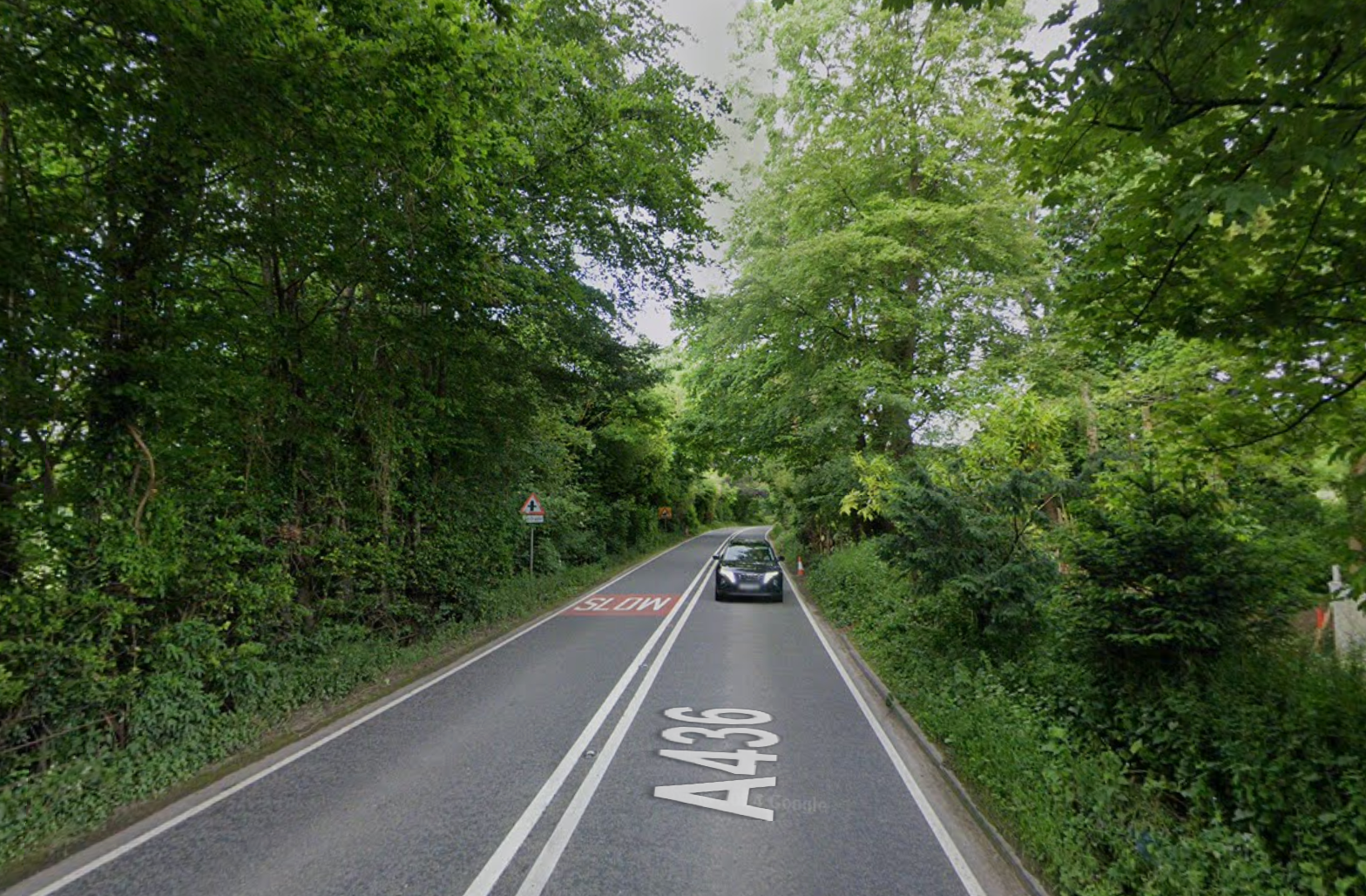 The A436 near Ullenwood, Gloucestershire, where four people have been found dead after a collision