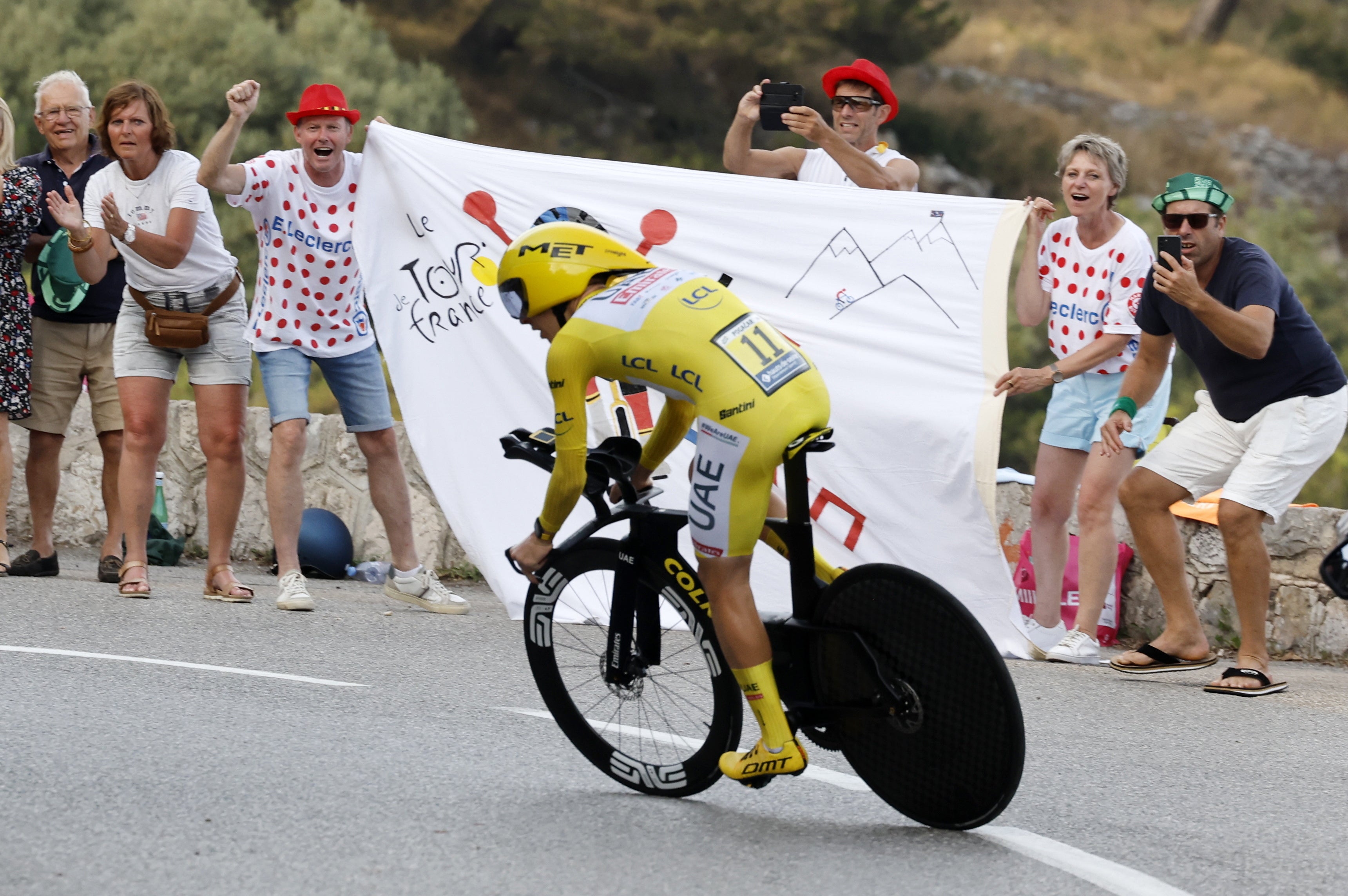 Slovenian cyclist Tadej Pogačar landed the yellow jersey after riding into Nice today