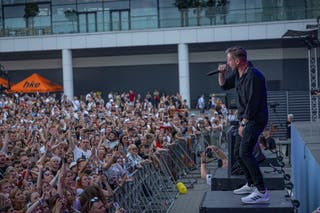 Serhii Zhadan, well-known Ukrainian writer and poet, leader of music band Zhadan and Dogs, performs at the Atlas Festival in Kyiv