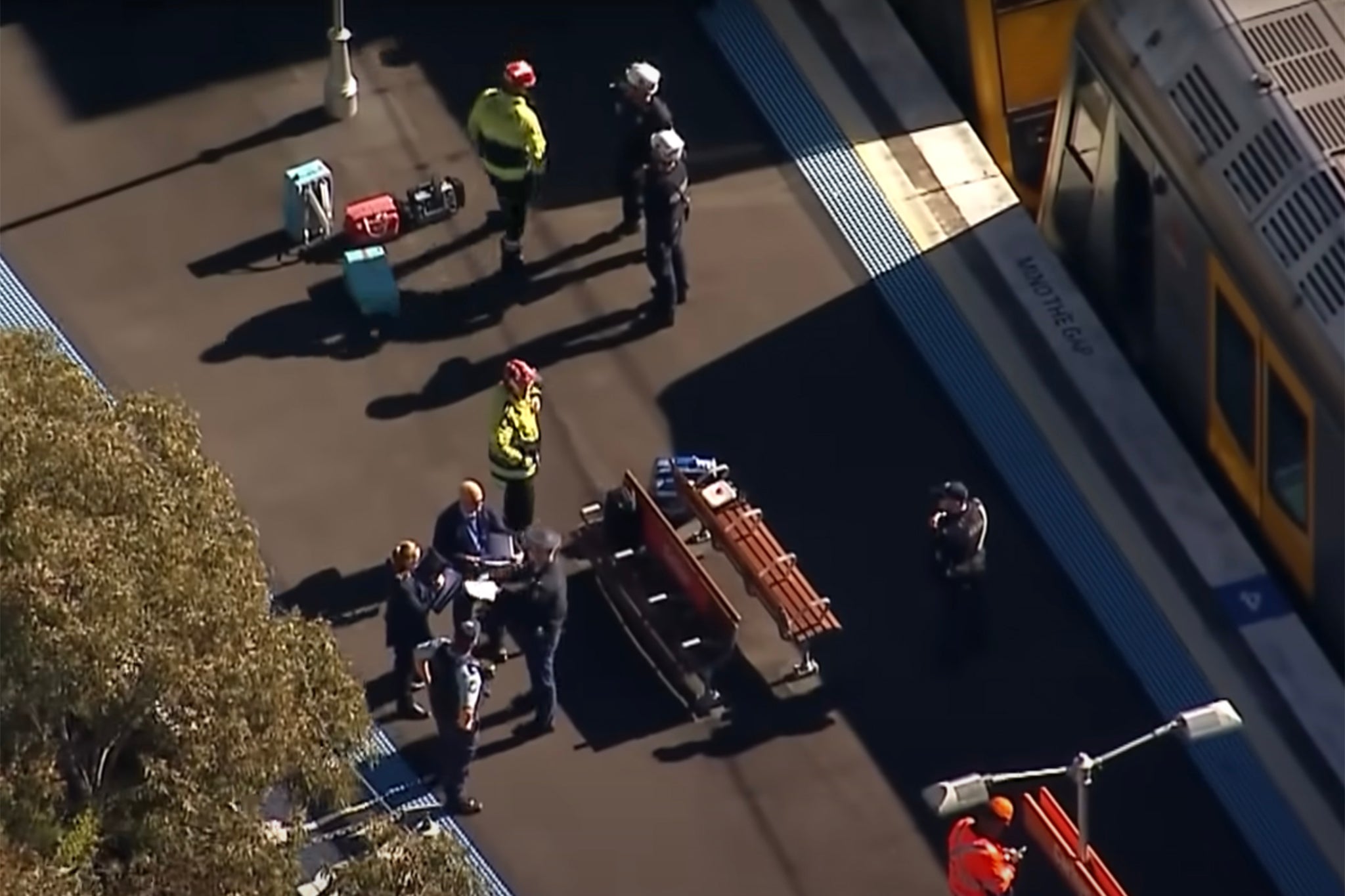 <p>Scene at Carlton rail station in Australia, where a man and a two-year-old girl were hit by a train</p>