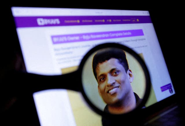 <p>Illustration shows Byju's owner Byju Raveendran’s photo on the company’s website</p>