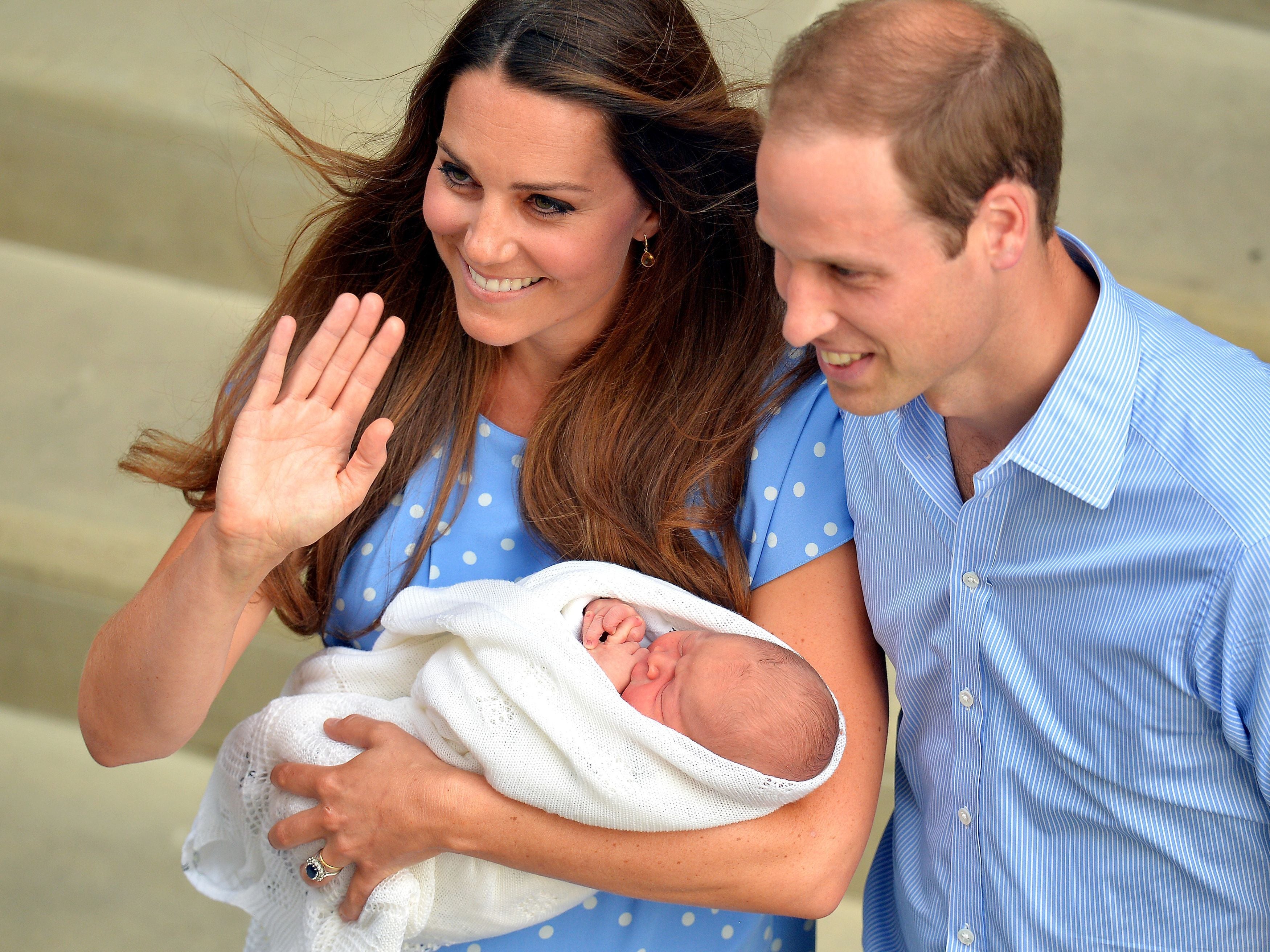 William and Kate at the Lindo Wing with newborn Prince George in 2013 (John Stillwell/PA)