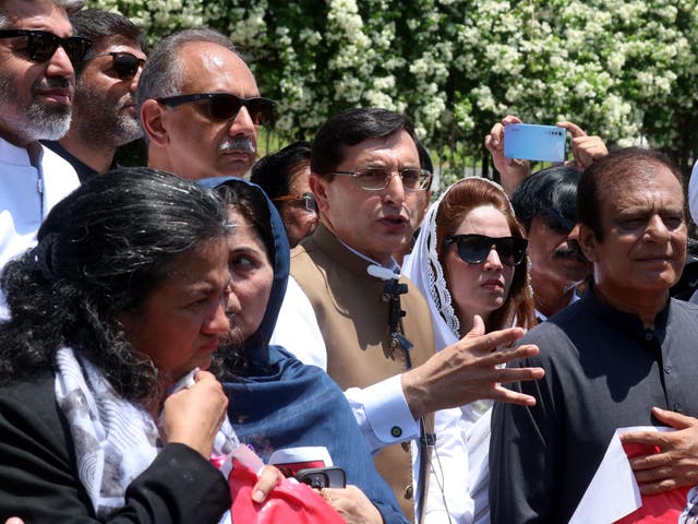 <p>Gohar Khan, acting chairman of Imran Khan’s party, during a protest outside the parliament house in Islamabad, on 18 July 2024</p>