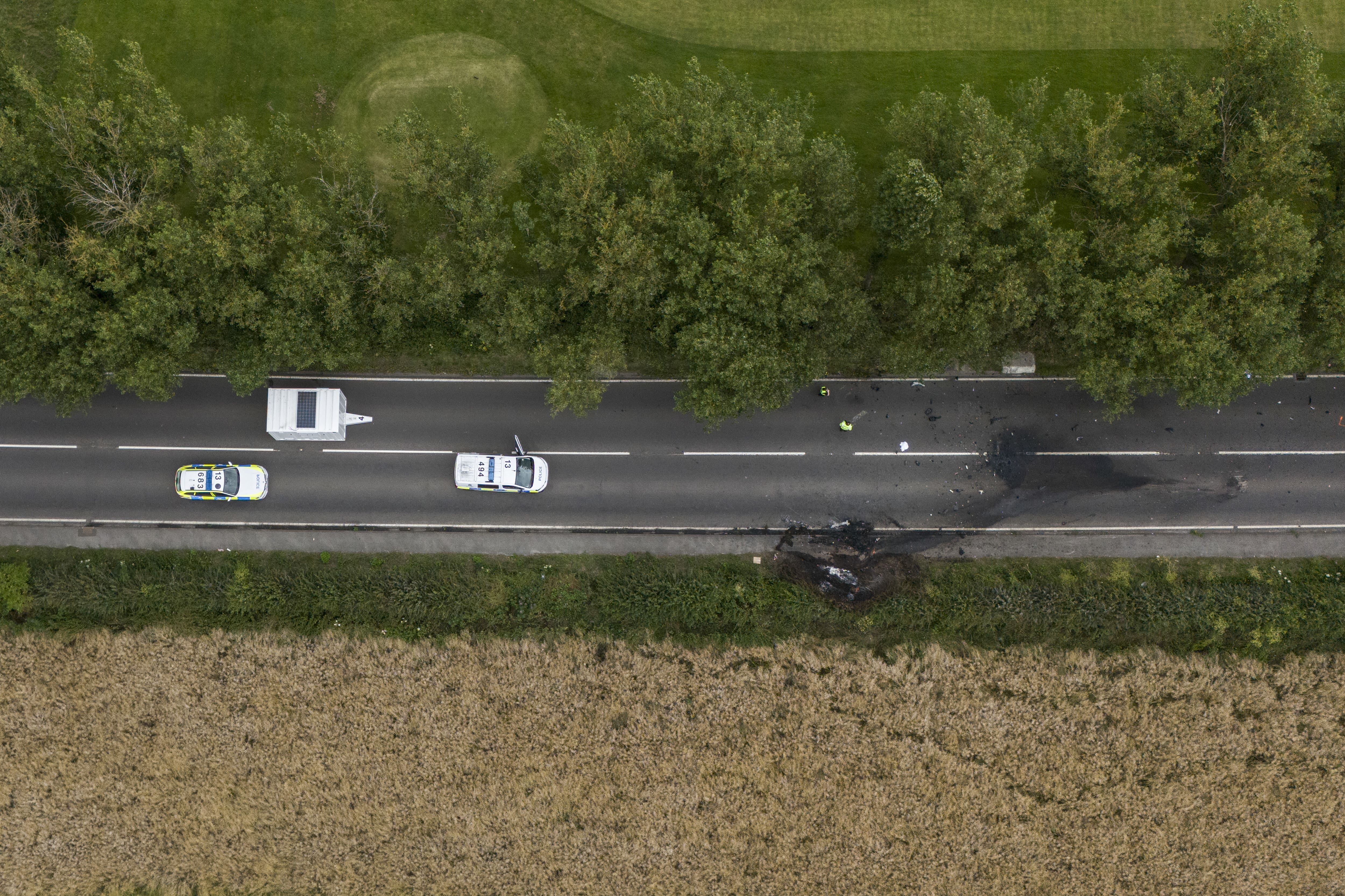 The scene on the A61 in Wakefield following the collision between a car and a motorcycle on Sunday afternoon