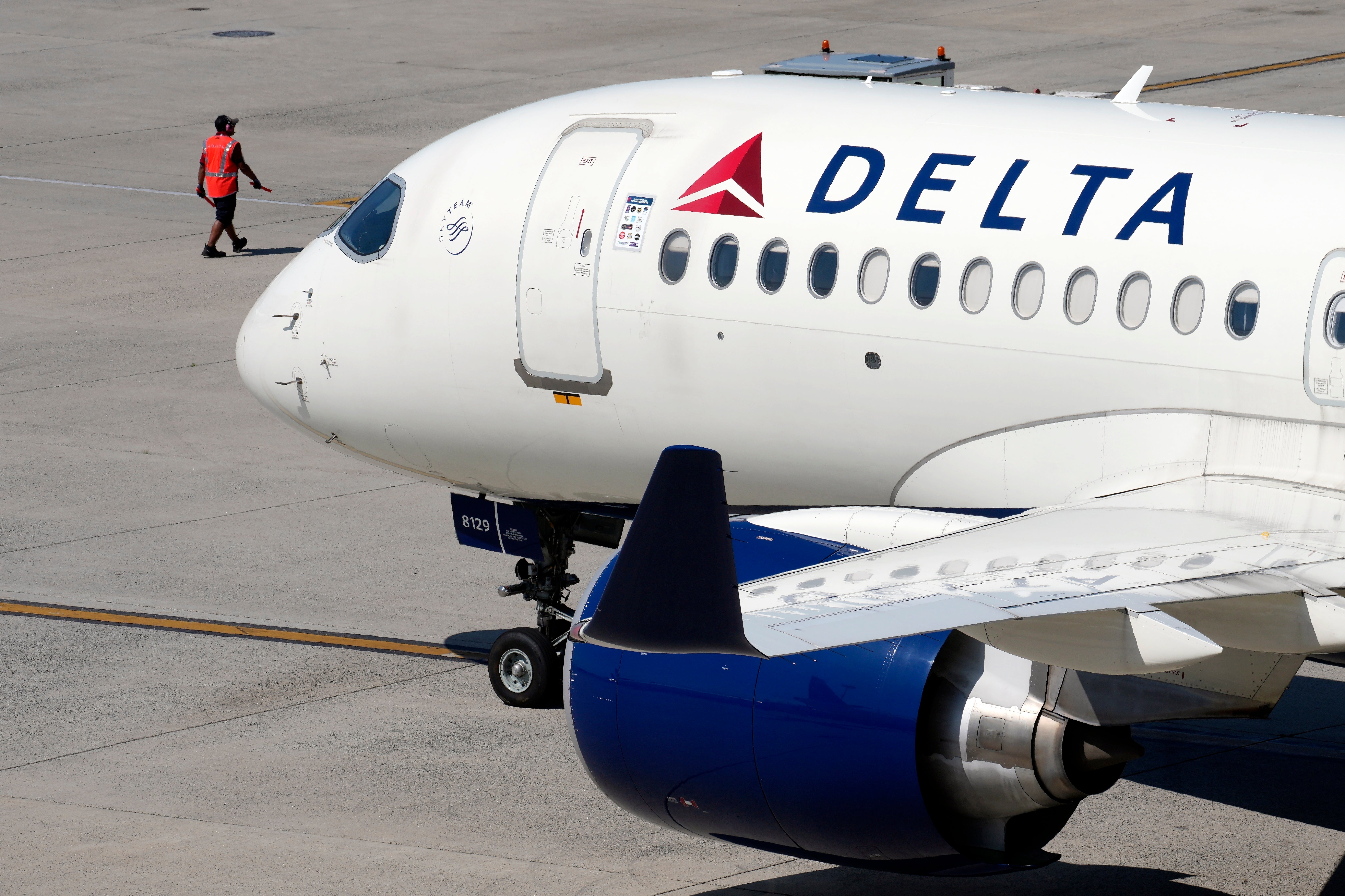 A Delta Air Lines jet at Logan International Airport in Boston. A Delta flight departing Boston for Rome was forced to return to the airport after it was struck by lightning