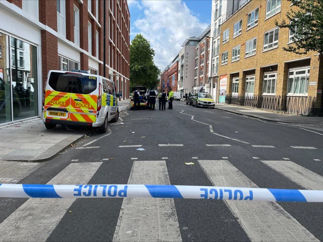 <p>Police tape cordoning off the area near Emslie Horniman's Pleasance Park, near Ladbroke Grove</p>