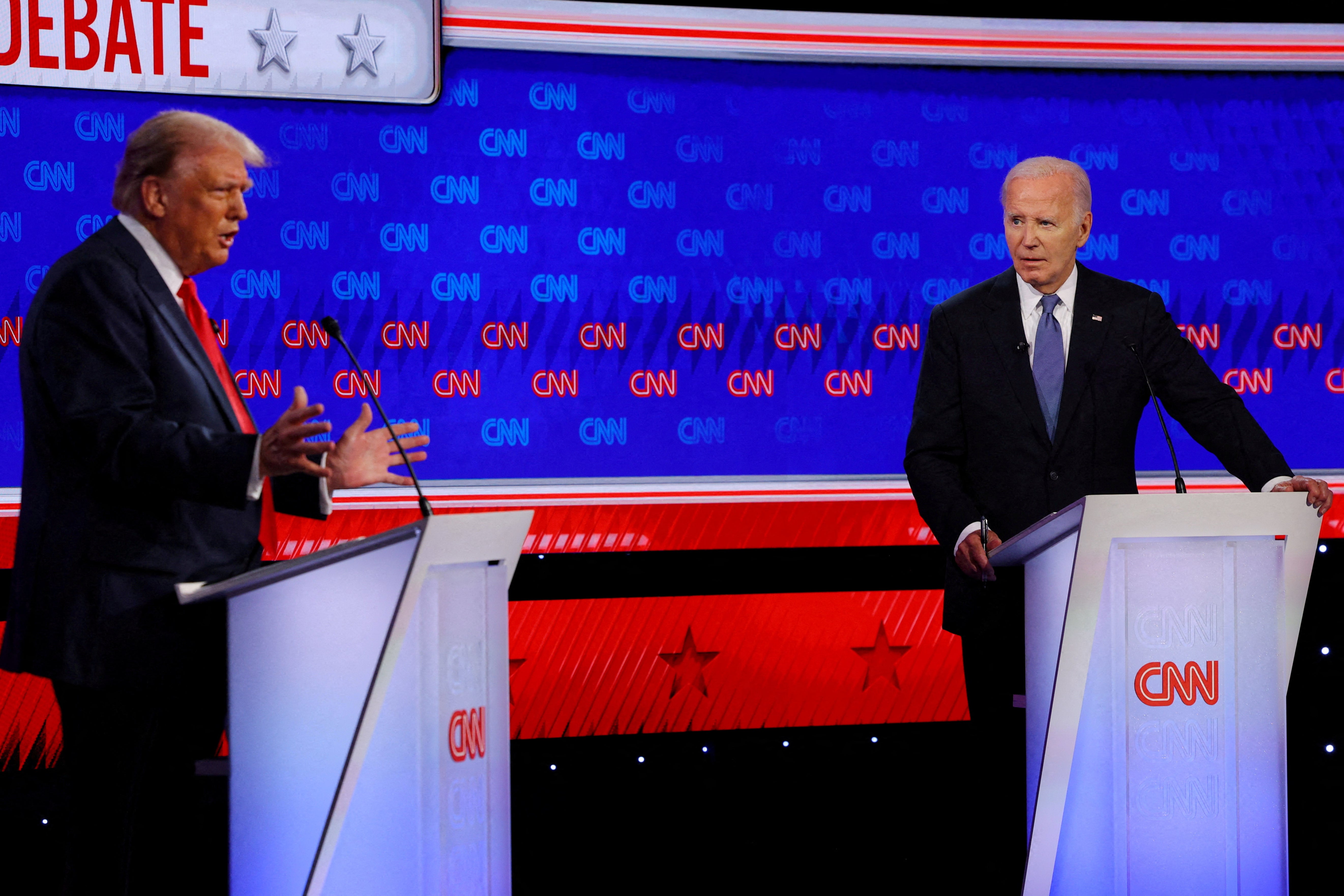 Trump and Biden during the CNN debate in June