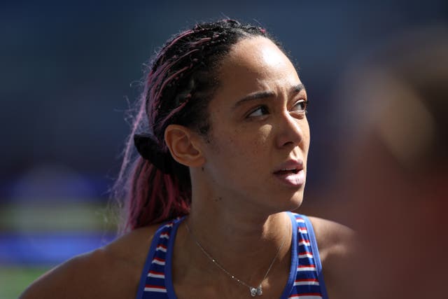 <p>Katarina Johnson-Thompson catches her breath after running the 100m hurdles at the European Athletics Championships in Rome in June </p>