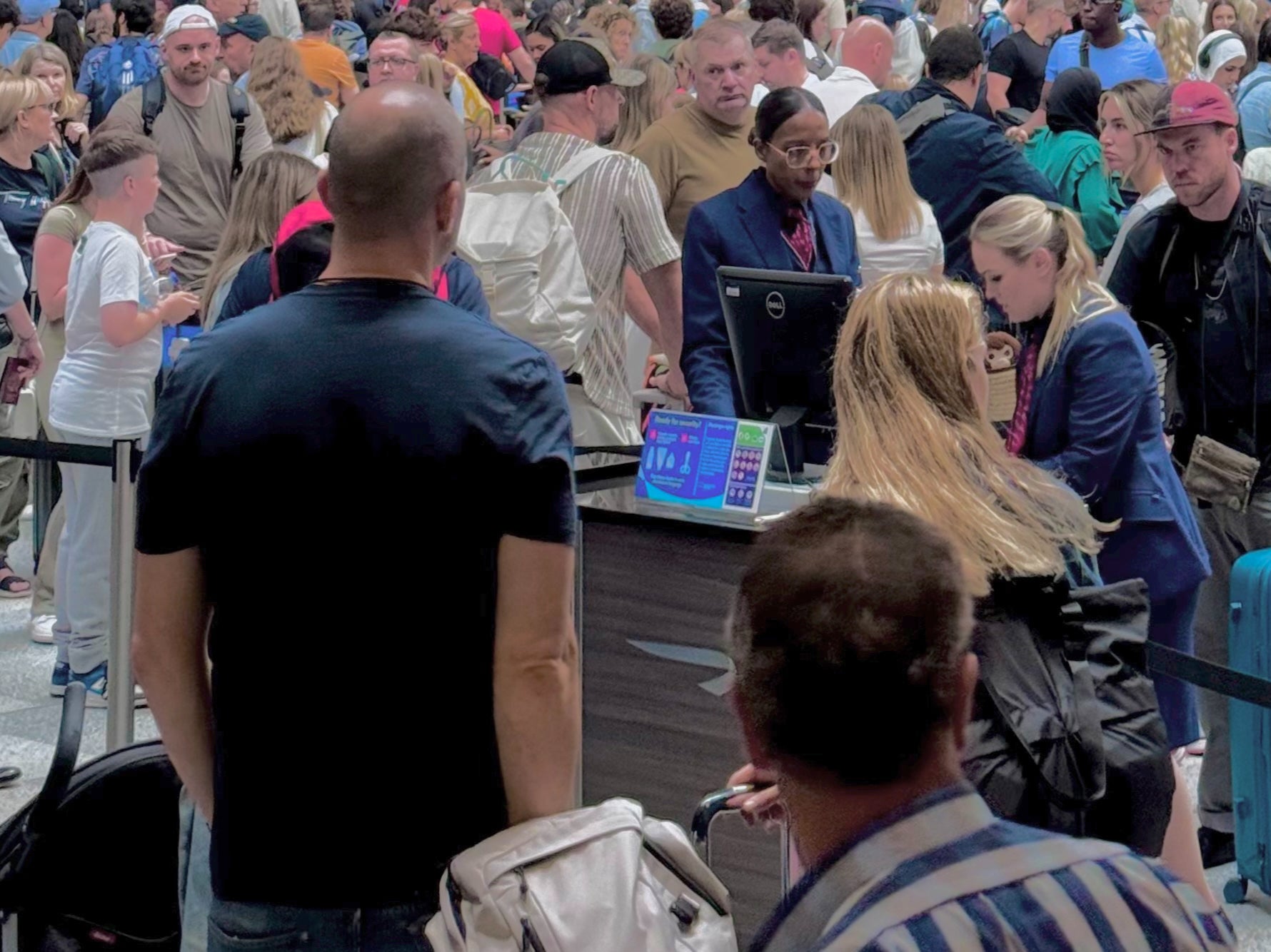 Waiting game: Passengers at London Gatwick South Terminal