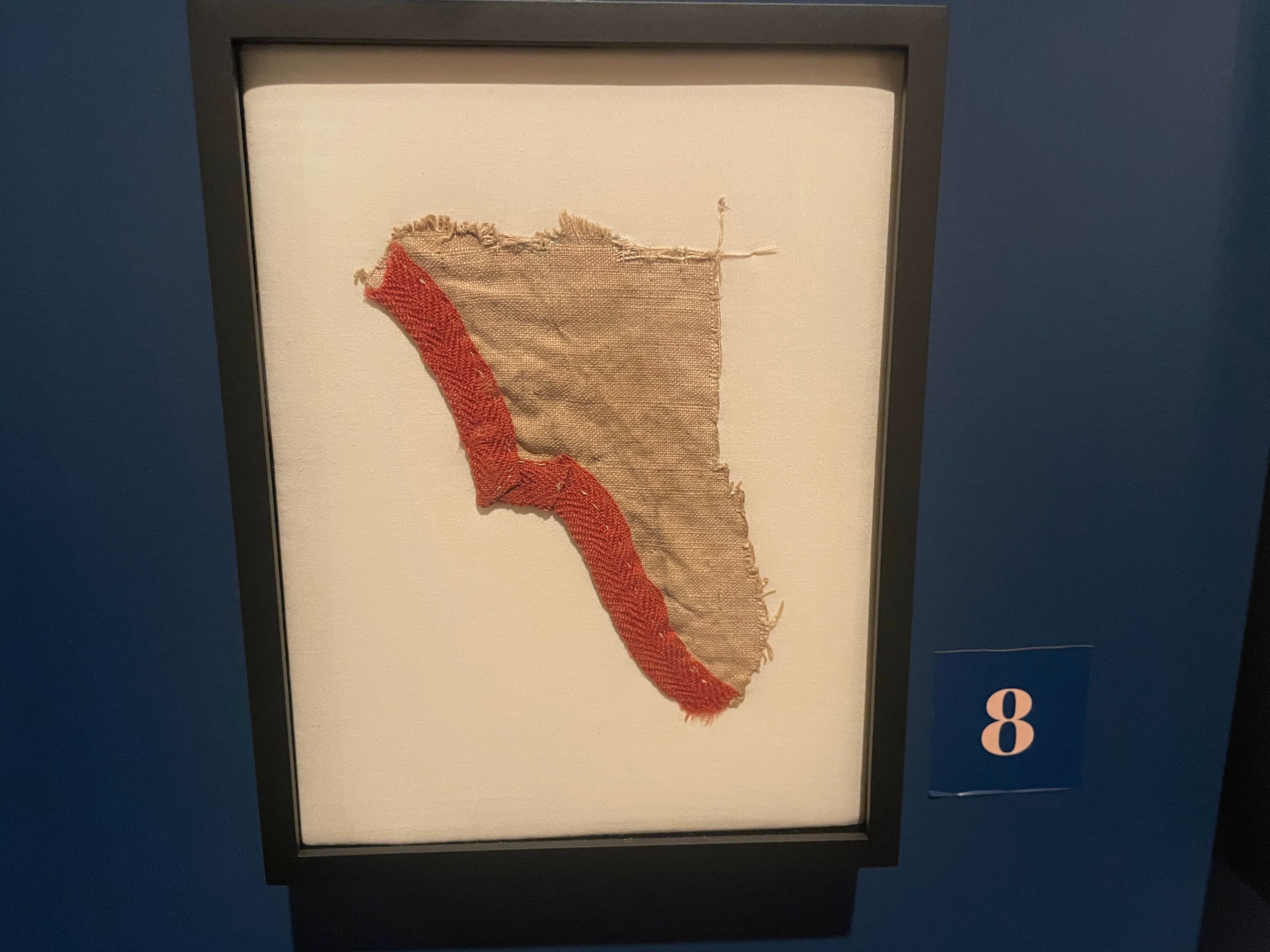 The fragment of George Washington’s war tent on display at the Museum of the American Revolution in Philadelphia, Pennsylvania